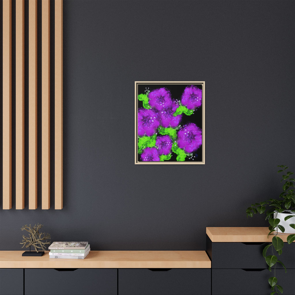 Framed Floral Canvas Print — Matte Multi-Color Blooms Wall Art