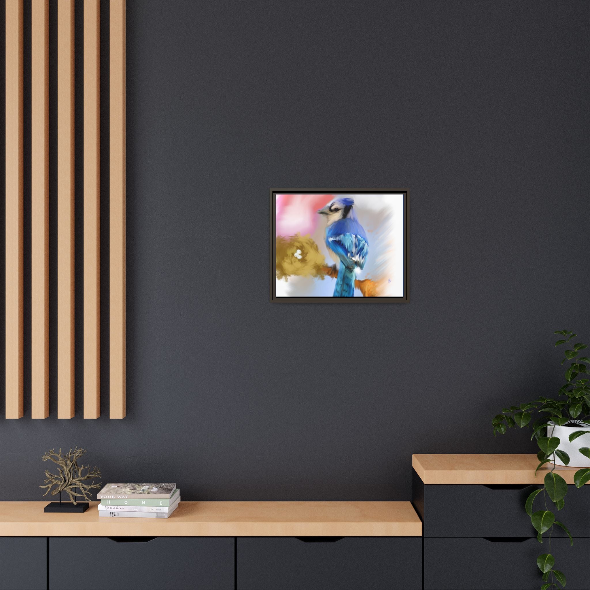 Blue Jay Art Print — Framed Matte Canvas Wall Art