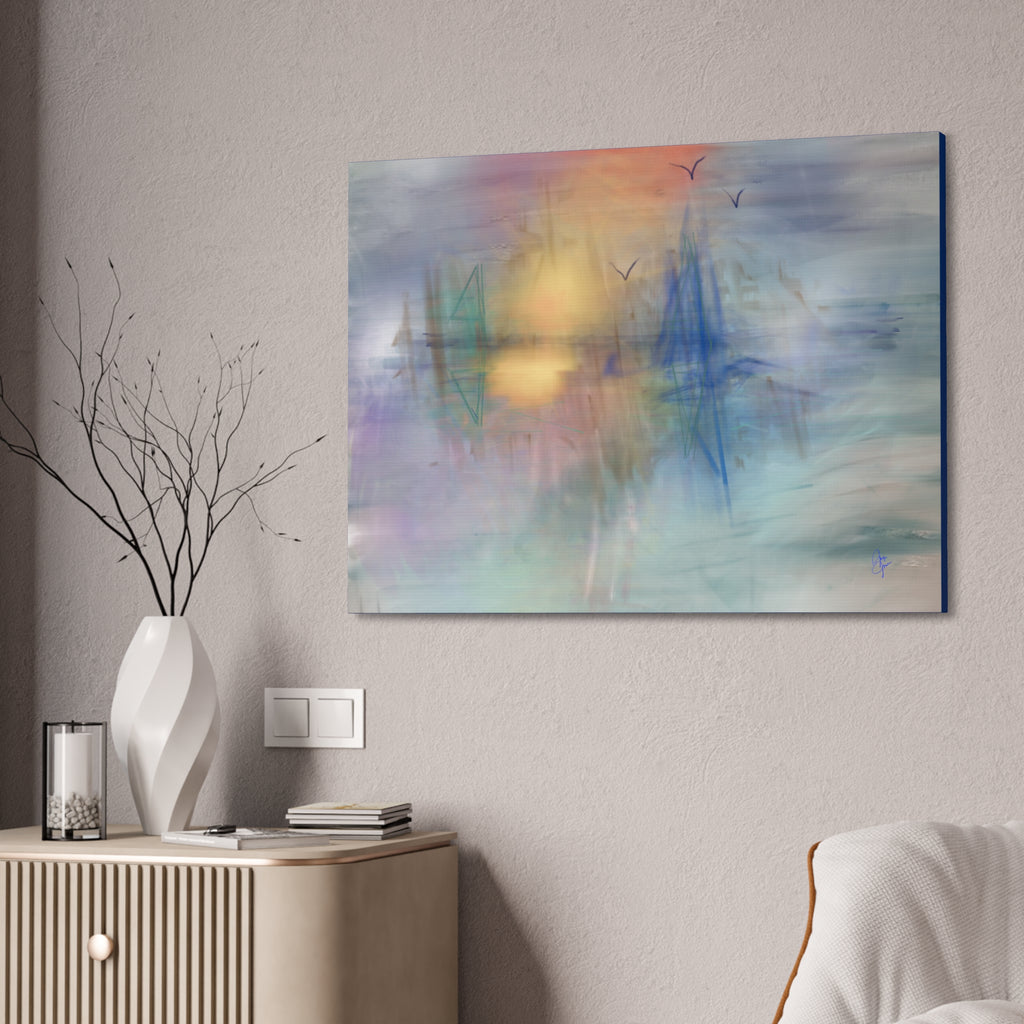 Sunset Harbor Abstract Canvas Wall Art – Stretched 1.5"