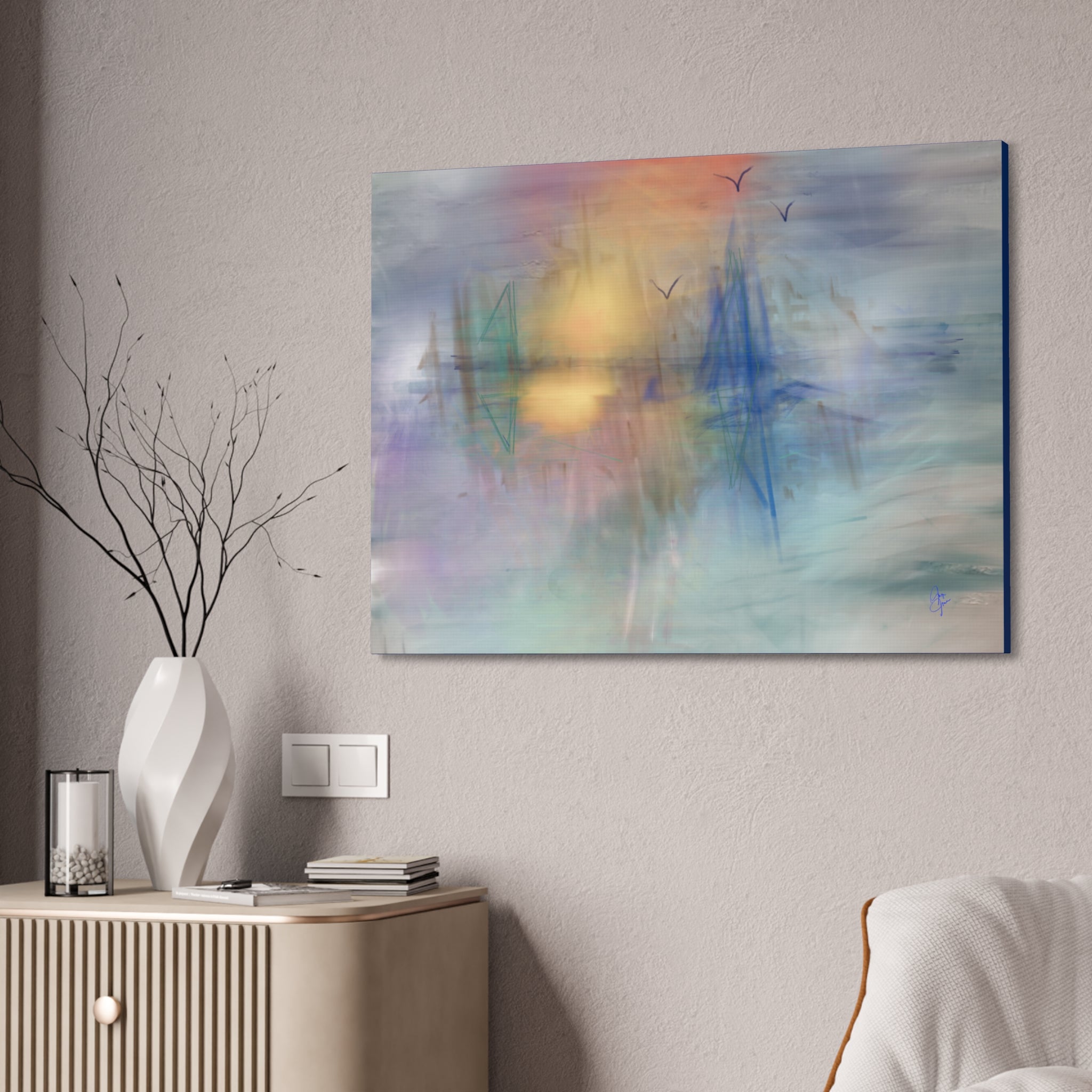 Sunset Harbor Abstract Canvas Wall Art – Stretched 1.5"