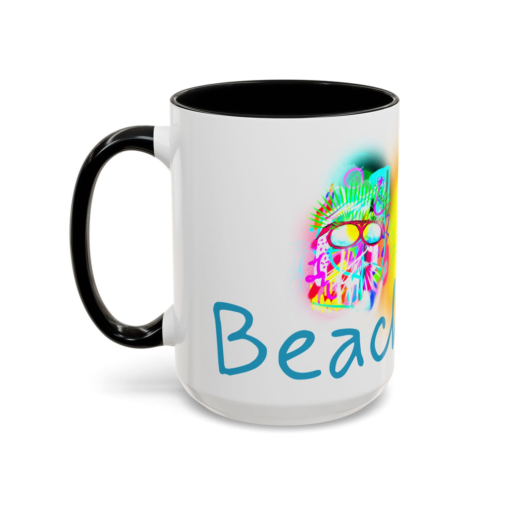 Beach Bum Coffee Mug — Colorful Retro Skull Design (11/15oz)