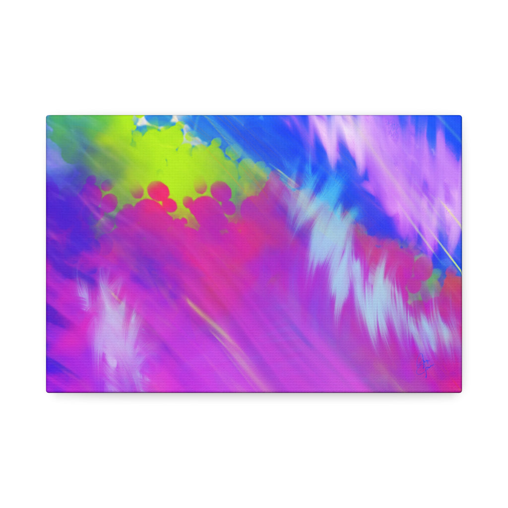 Abstract Neon Tie-Dye Canvas Print — Vibrant Rainbow Wall Art (Stretched 1.5")