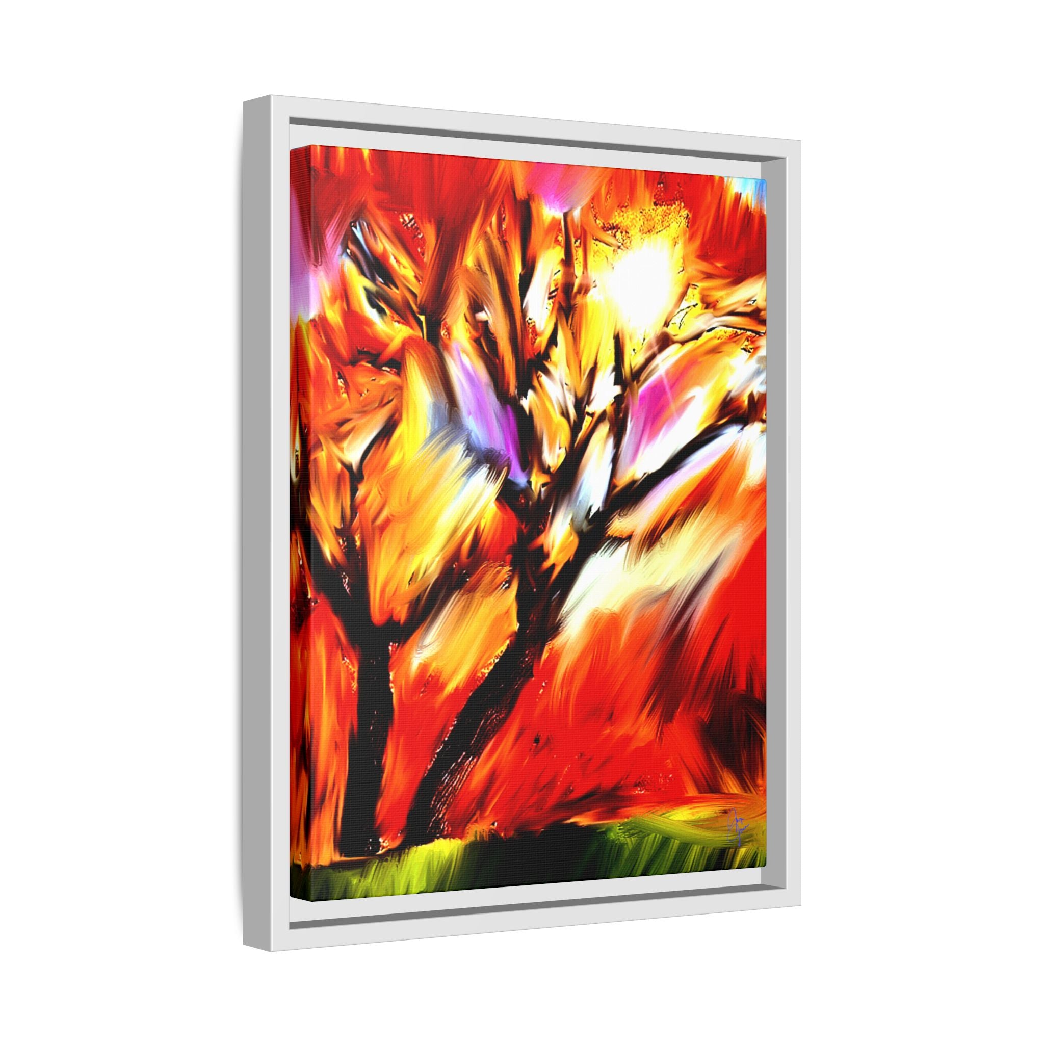 Framed Matte Canvas Print — Vibrant Tree Landscape