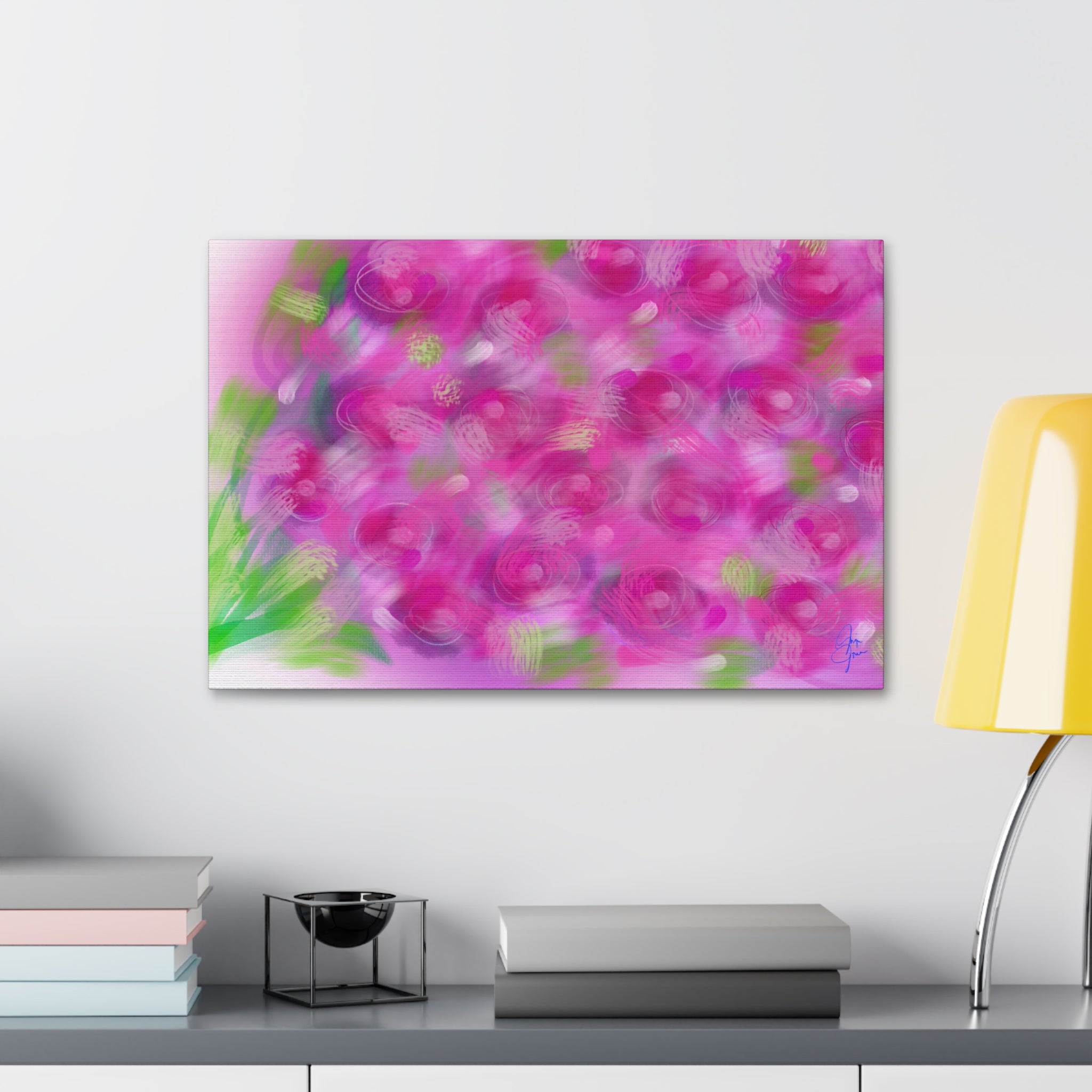 Pink Floral Abstract Canvas Print — Stretched 1.5" Wall Art