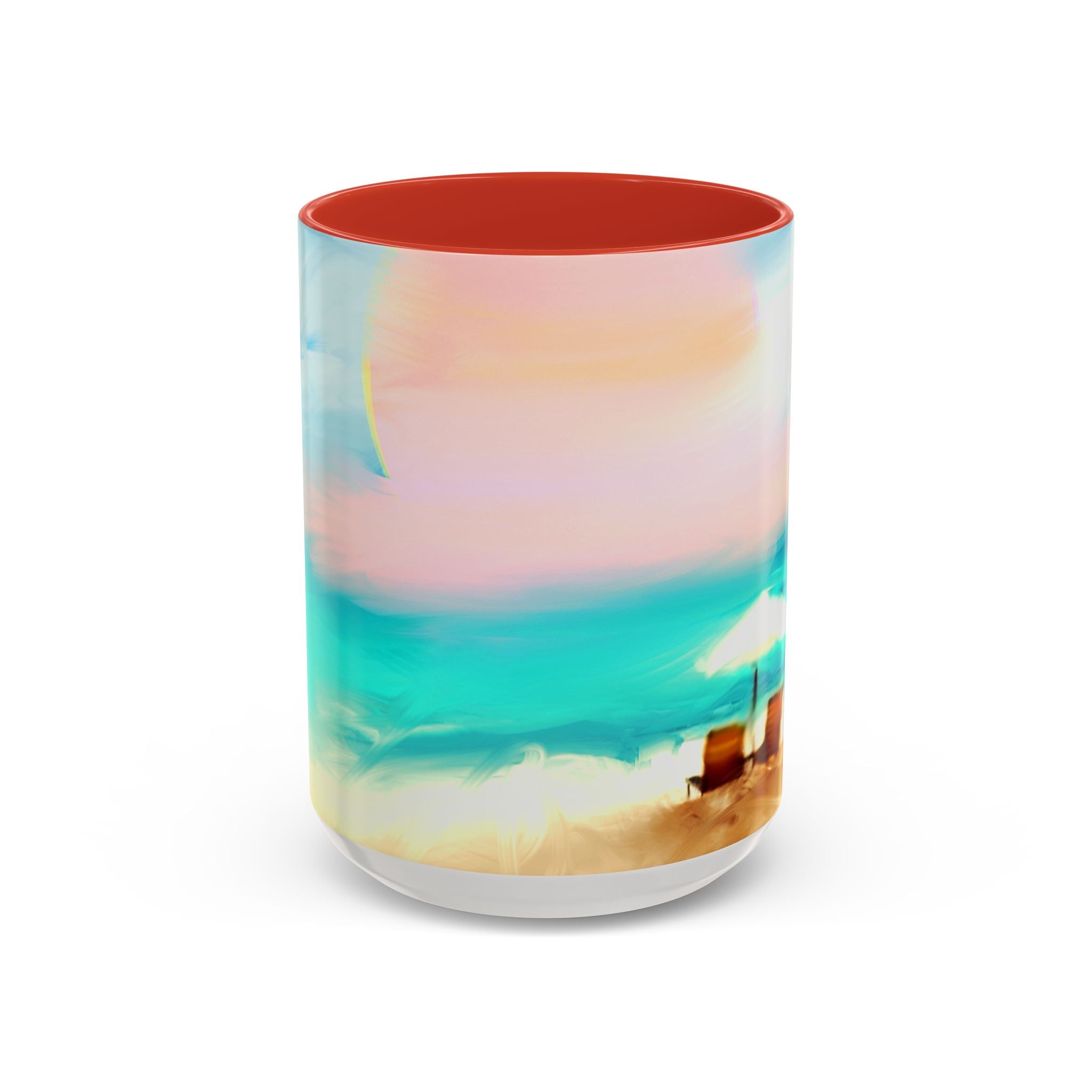 Beach Sunrise Accent Coffee Mug — Tropical Ocean Scene 11/15oz