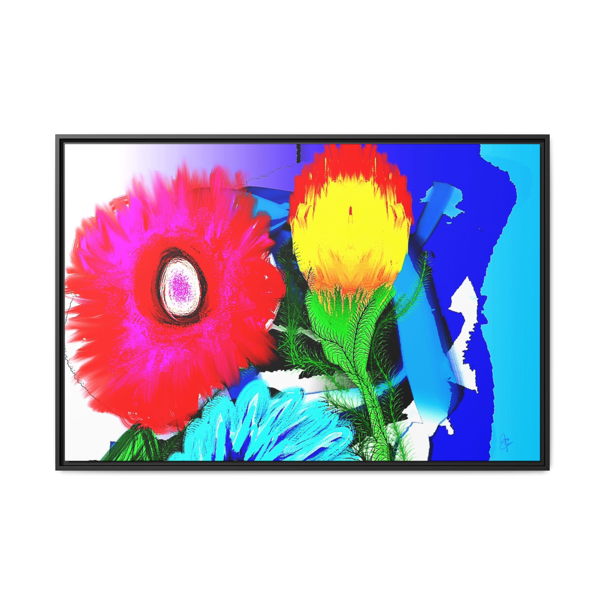 Vibrant Pop Floral Matte Canvas Framed Wall Art