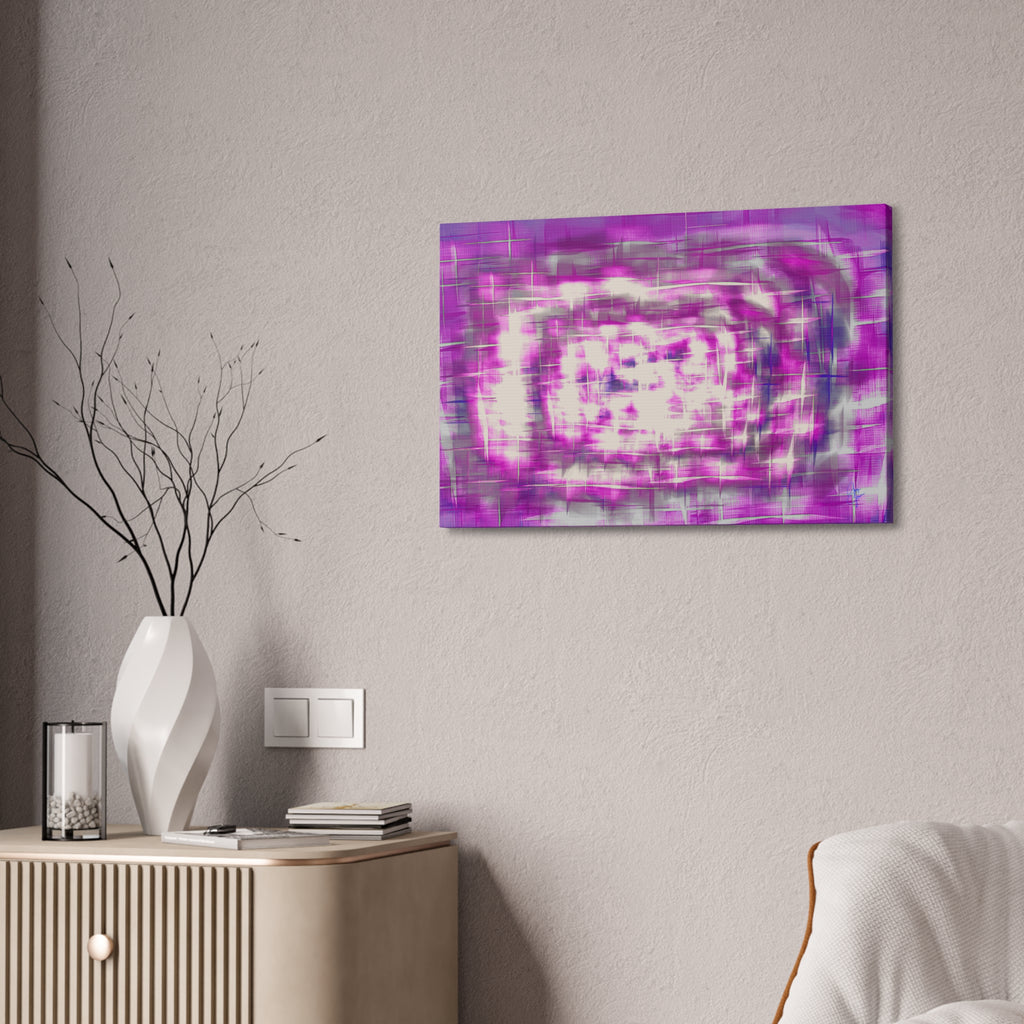 Purple Abstract Stretched Canvas Wall Art — Pink White Geometric Texture