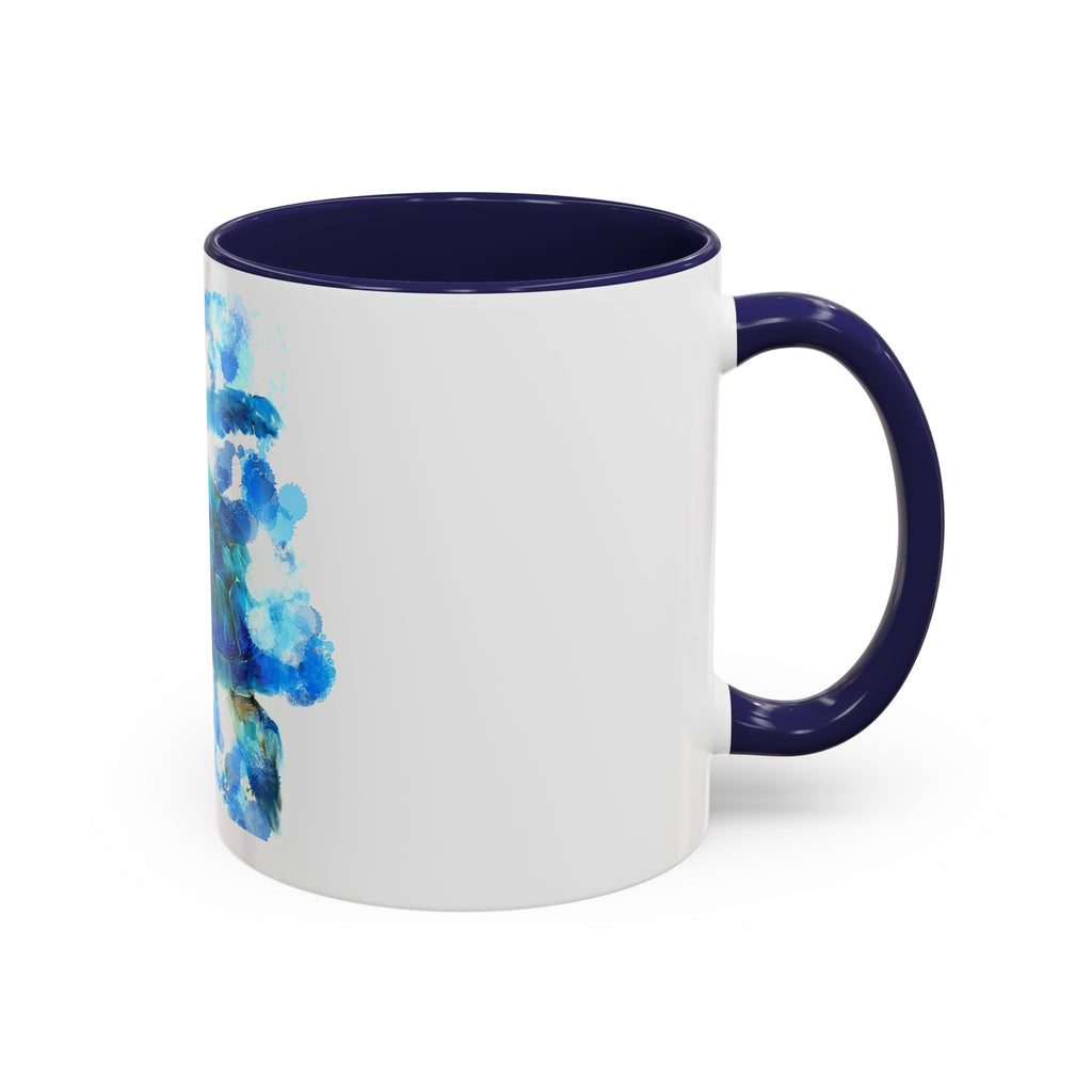 Blue Sea Turtle Accent Coffee Mug — Watercolor Ocean Turtle 11/15oz