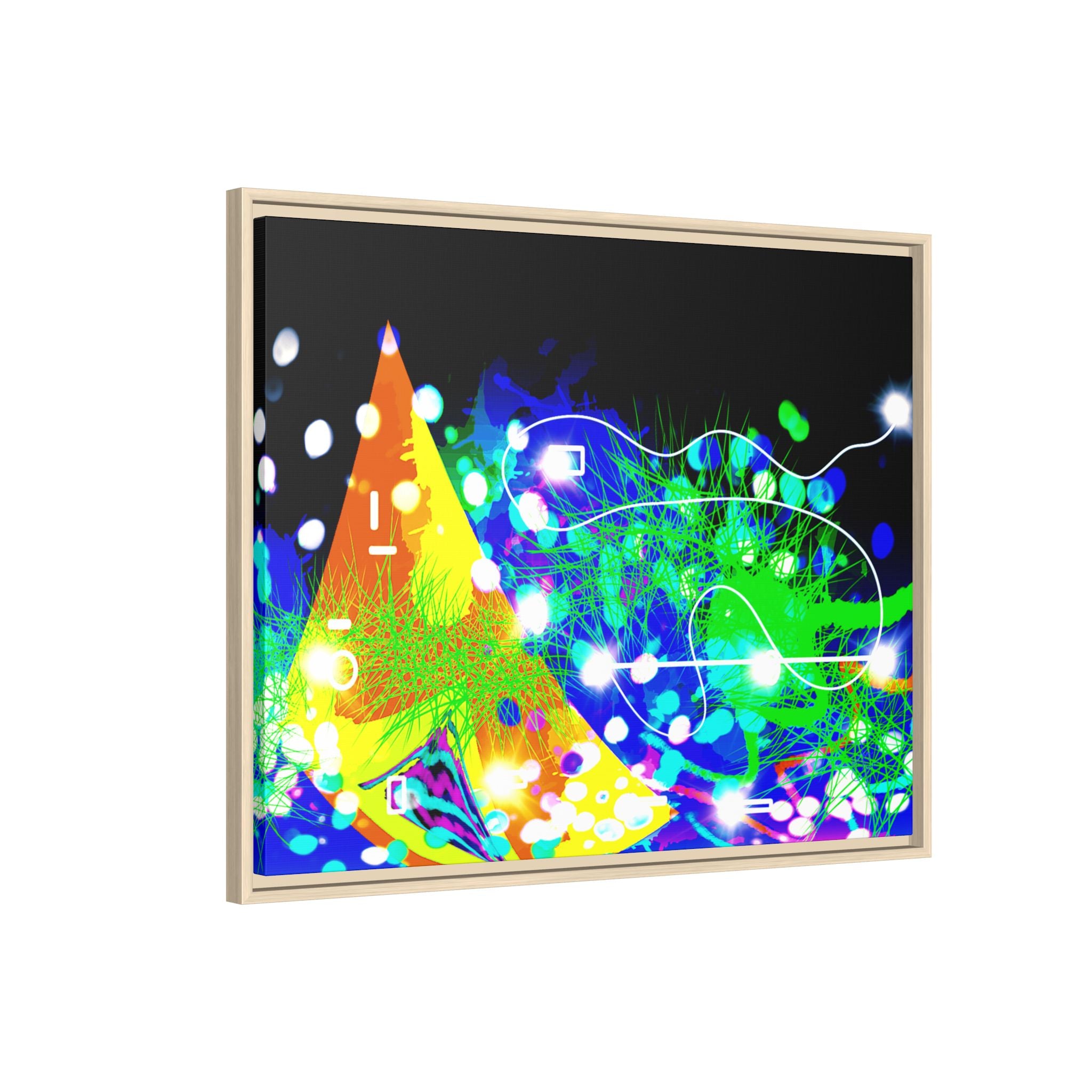 Abstract Neon Wave Matte Canvas Framed Art