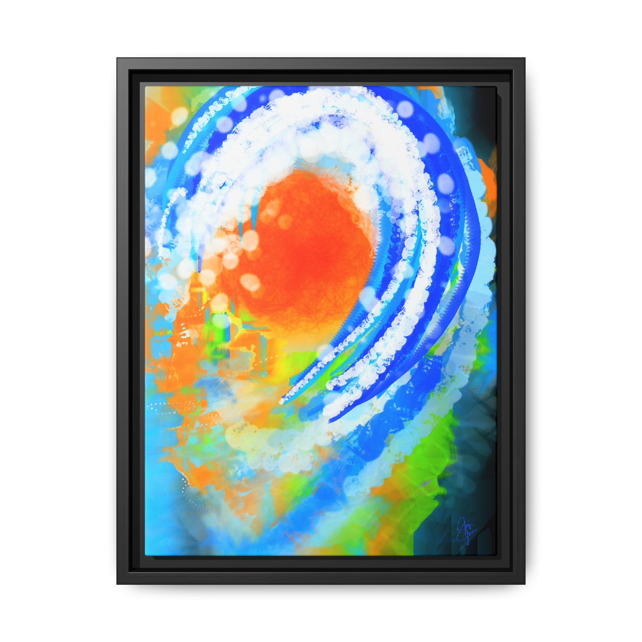 Abstract Ocean Wave Matte Canvas Print — Framed Multi‑Color Wall Art