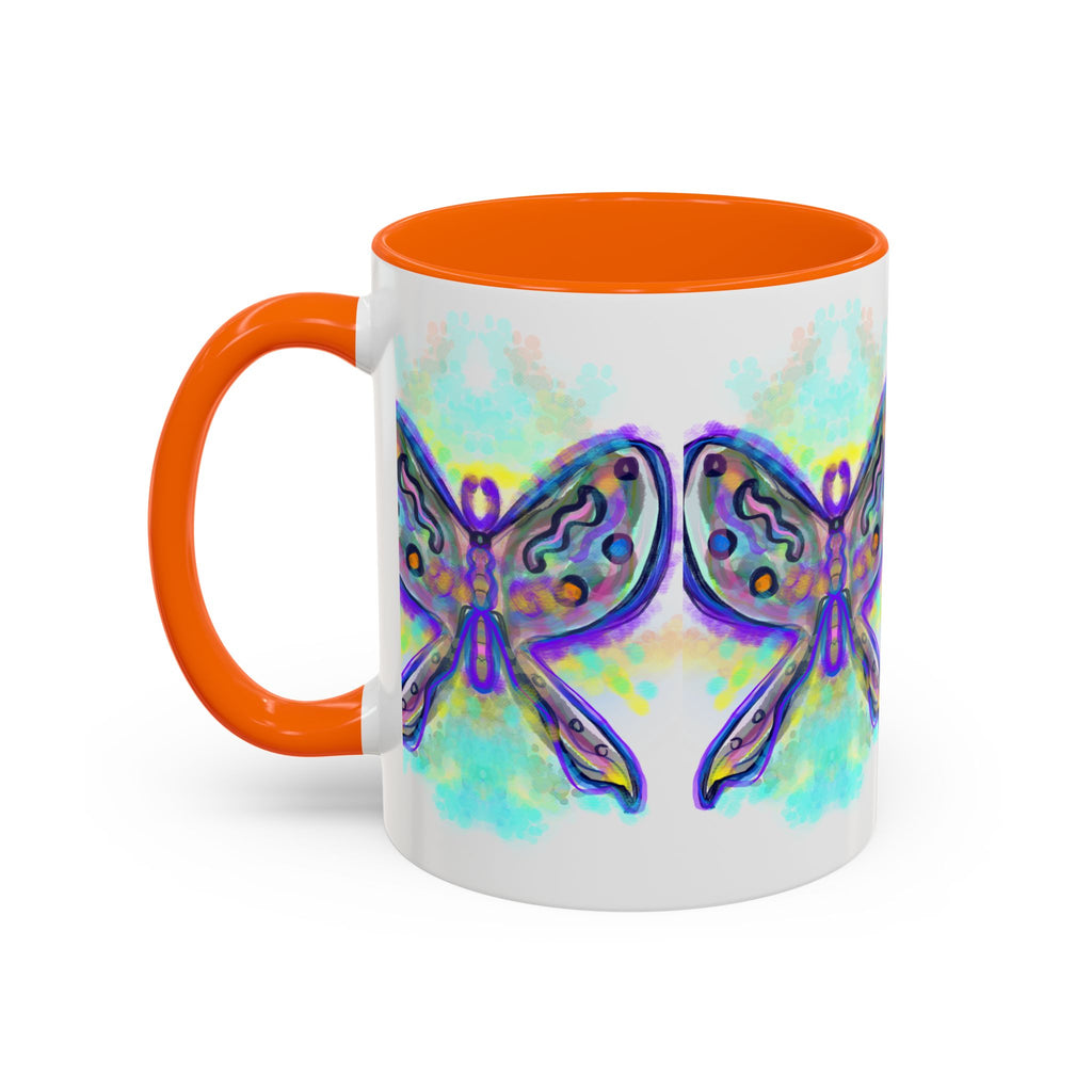 Butterfly Accent Coffee Mug — Colorful Watercolor Butterfly Design (11/15oz)