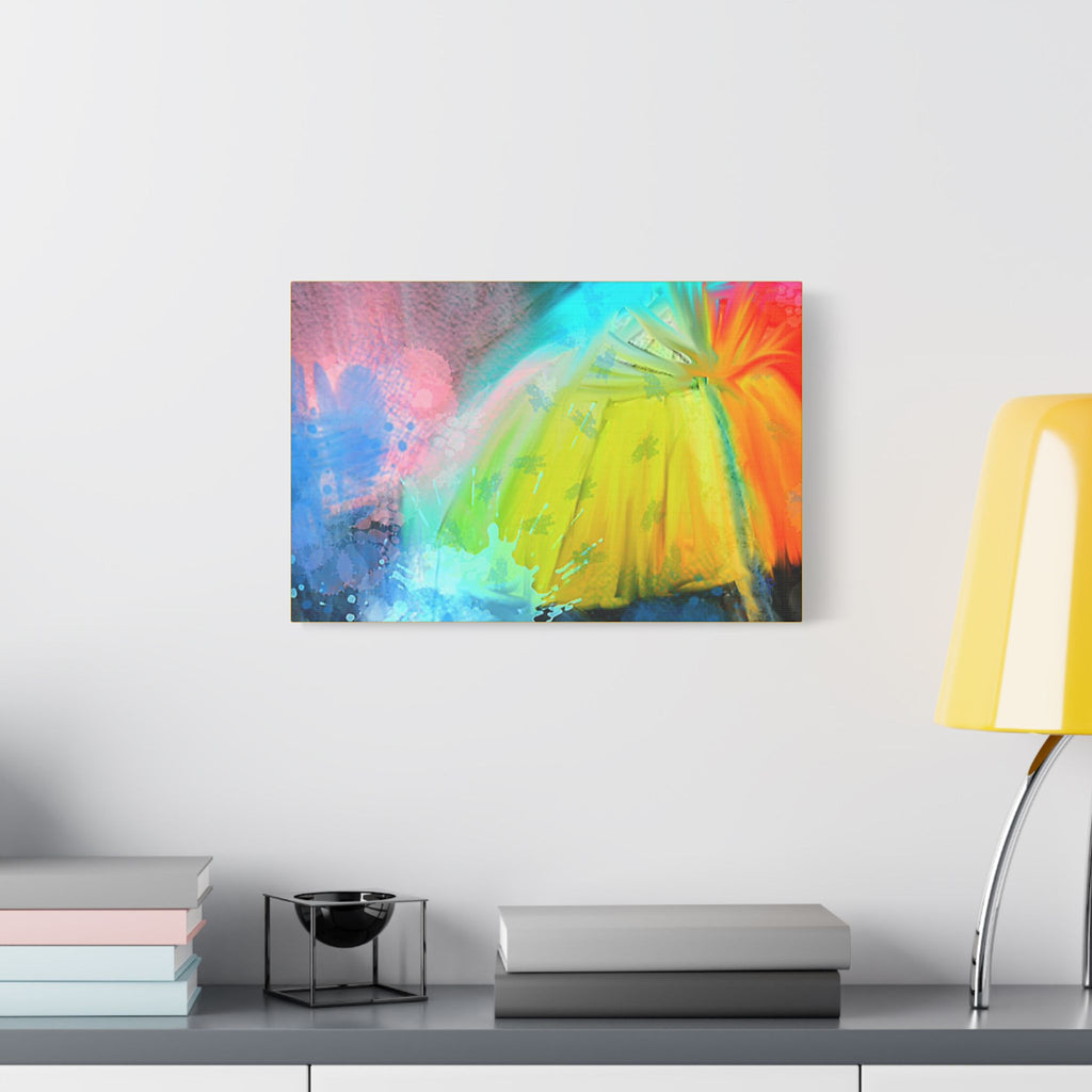 Abstract Rainbow Umbrella Canvas Print — Bright Colorful Satin-Stretched Wall Art