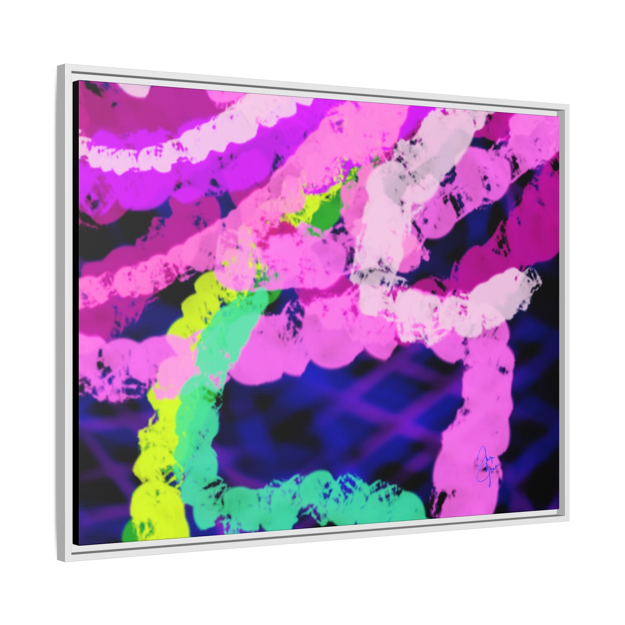 Framed Matte Canvas - Neon Rose Abstract Wall Art