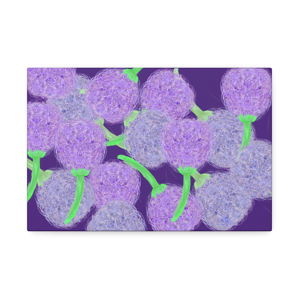 Purple Berry Art Canvas Print — Floral Abstract Wall Decor (Stretched 1.5")