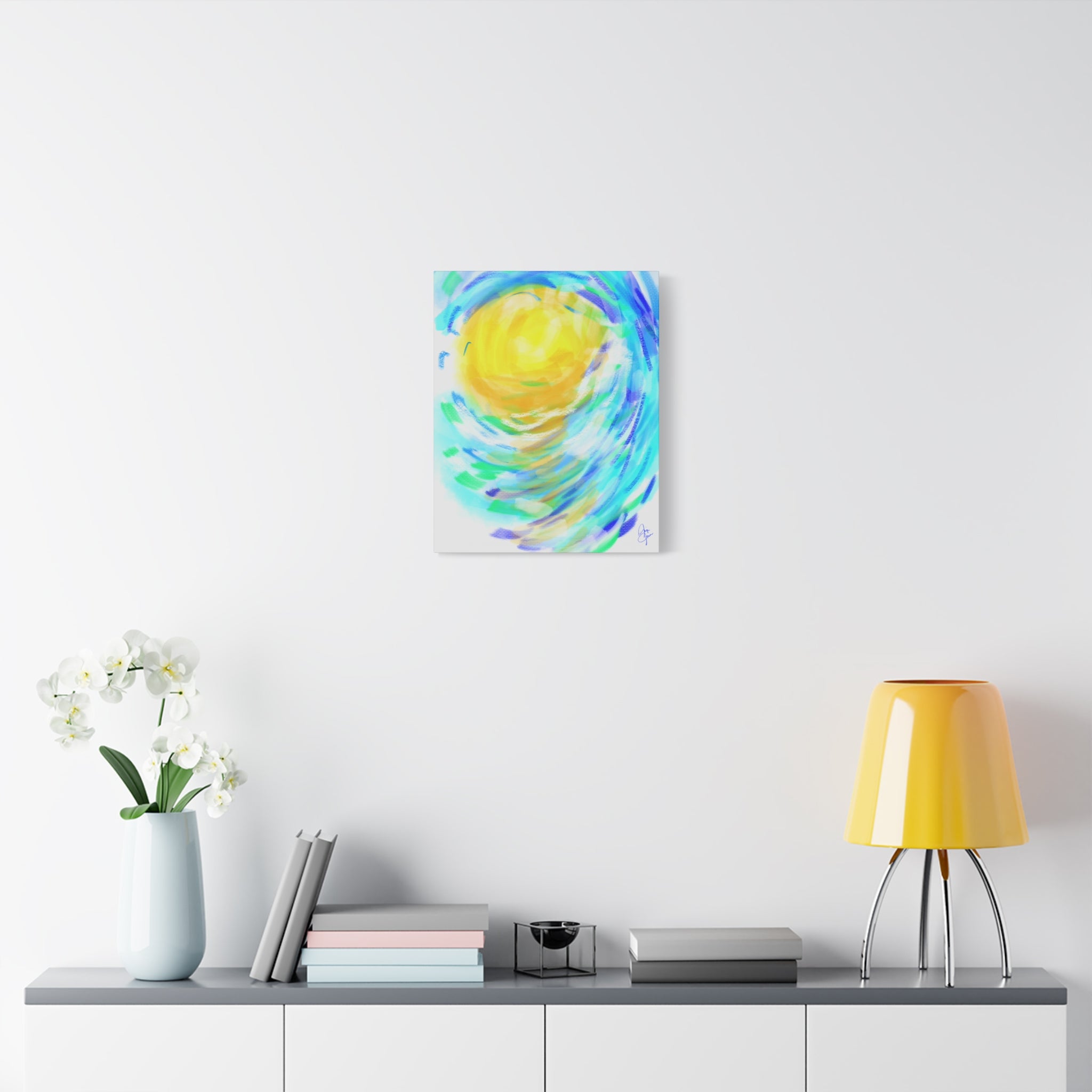 Abstract Sunburst Canvas Art — Vibrant Swirl Matte Stretched Canvas
