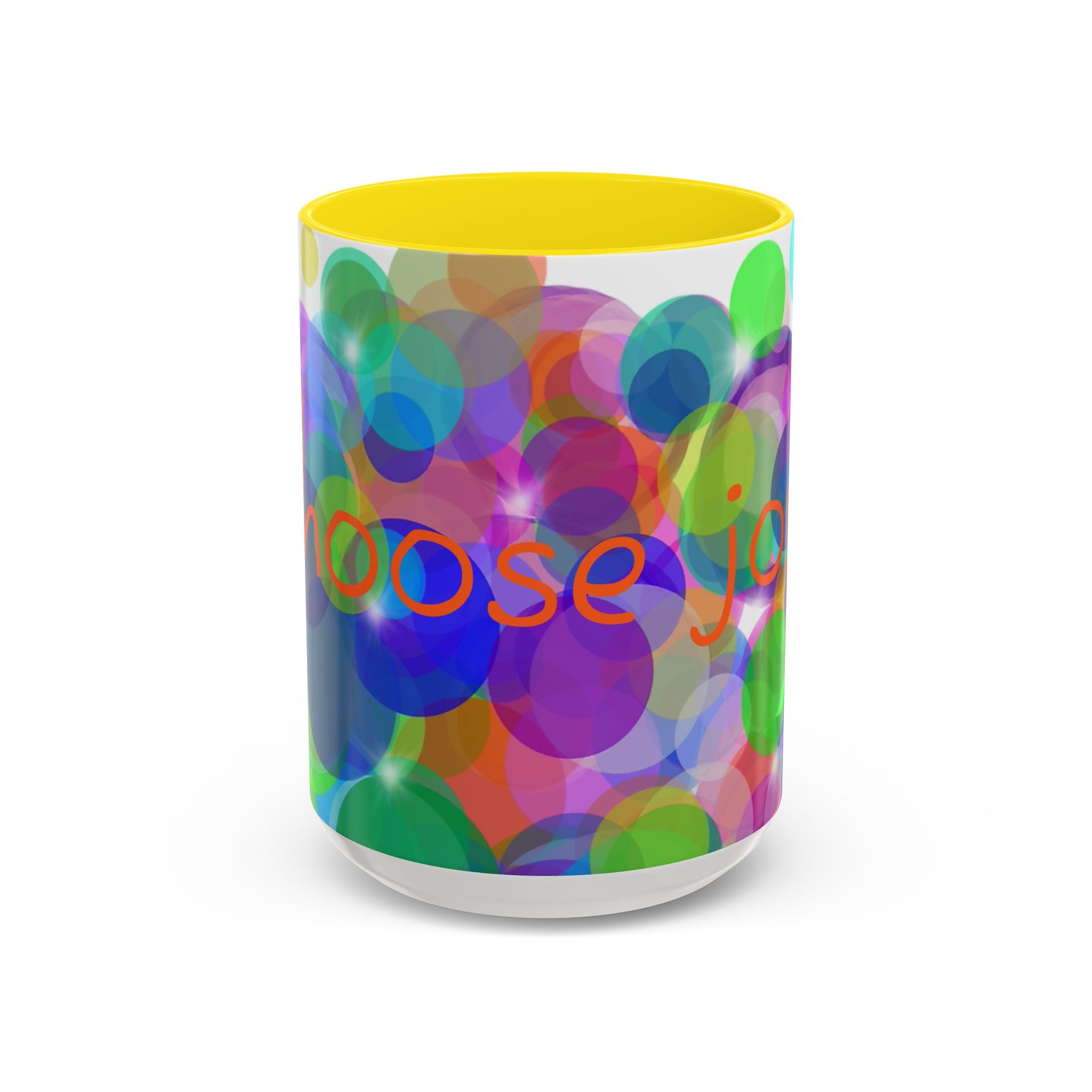 Colorful Bokeh "Choose Joy!" Accent Coffee Mug (11/15oz)