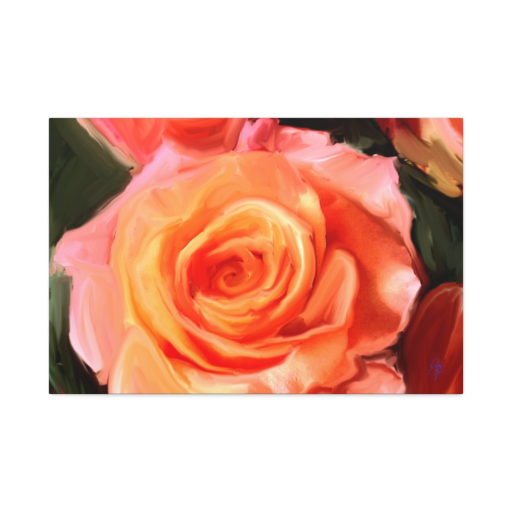 Orange Rose Canvas Print — Stretched 1.5" Wall Art