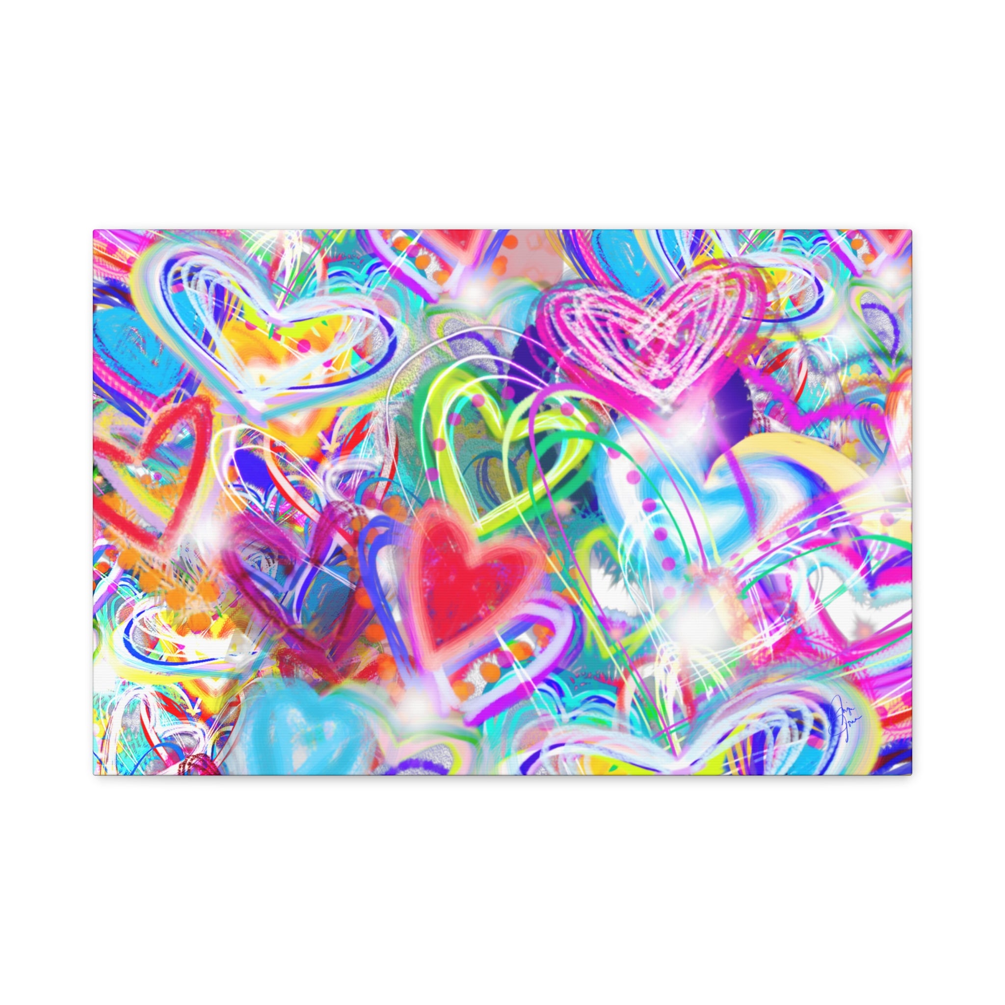 Colorful Heart Graffiti Matte Canvas