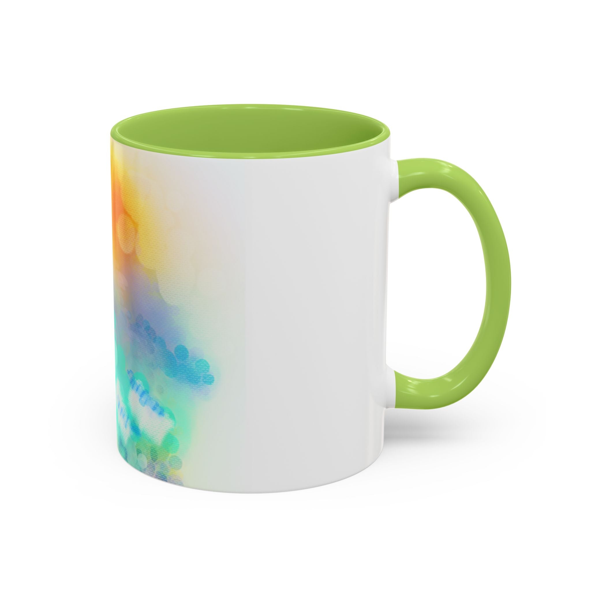Sunrise Watercolor Accent Coffee Mug — Bright Abstract Teal & Yellow Ceramic