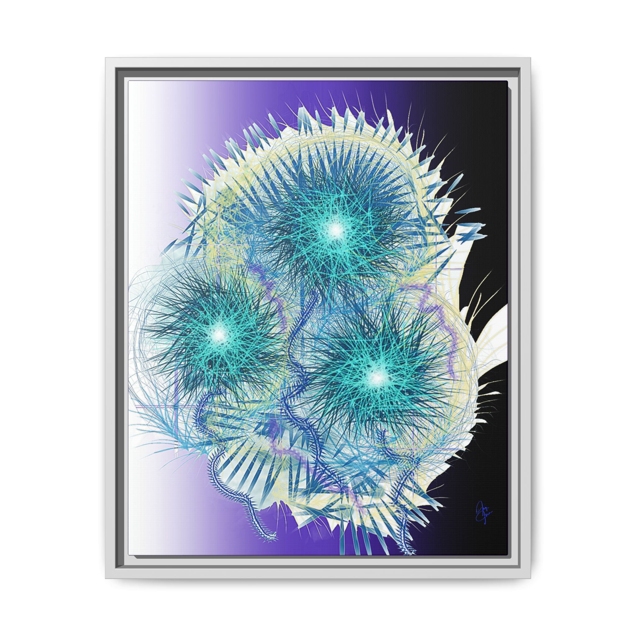 Dandelion Abstract Print Matte Canvas Framed Wall Art
