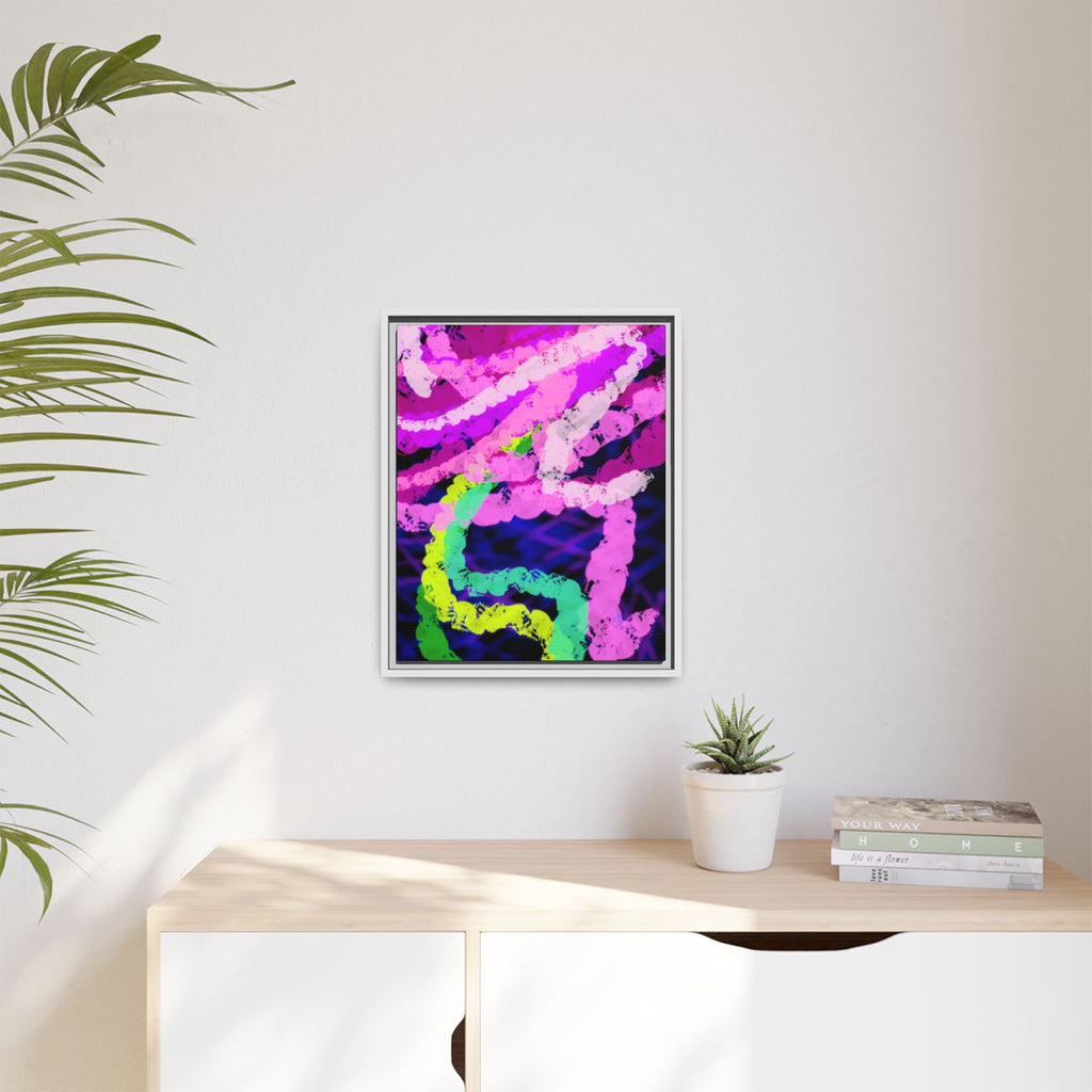 Framed Matte Canvas - Neon Rose Abstract Wall Art