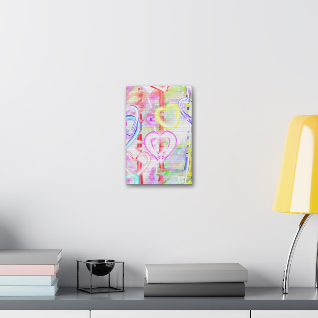Colorful Neon Hearts Canvas Print — Stretched 1.5" Wall Art