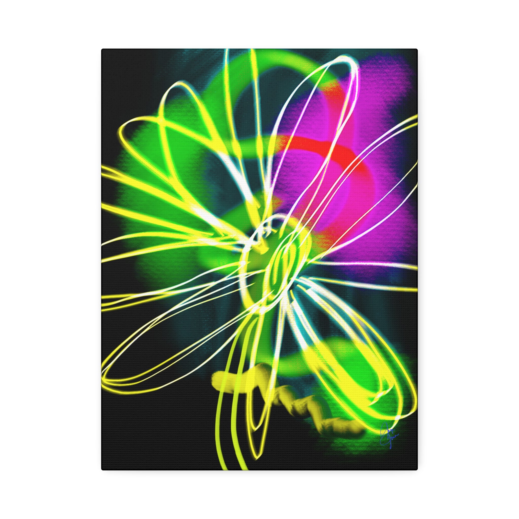 Neon Bloom Canvas Print — Abstract Floral Wall Art (Stretched 1.5")