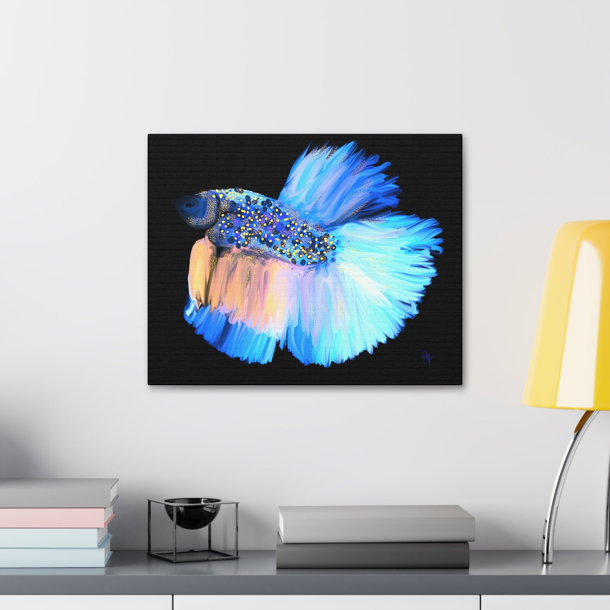 Betta Fish Canvas Print — Vibrant Blue Tropical Aquarium Wall Art (Stretched 1.5")