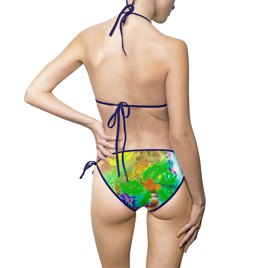 Tie-Dye Tropical Bikini — Vibrant Green Watercolor Women's Swimsuit