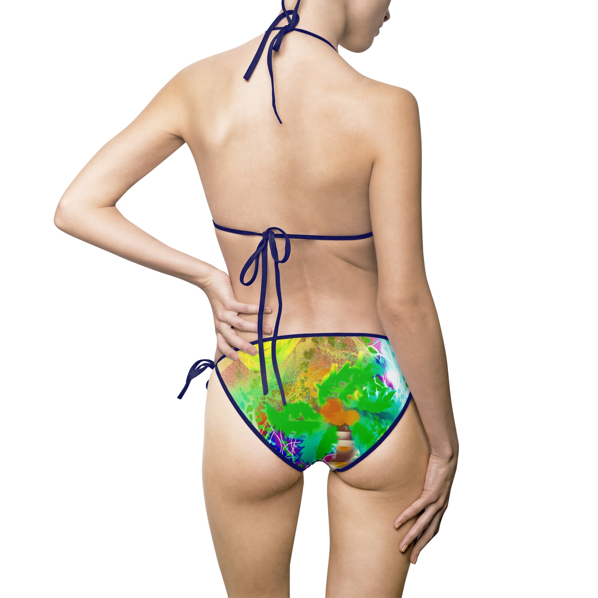 Tie-Dye Tropical Bikini — Vibrant Green Watercolor Women's Swimsuit