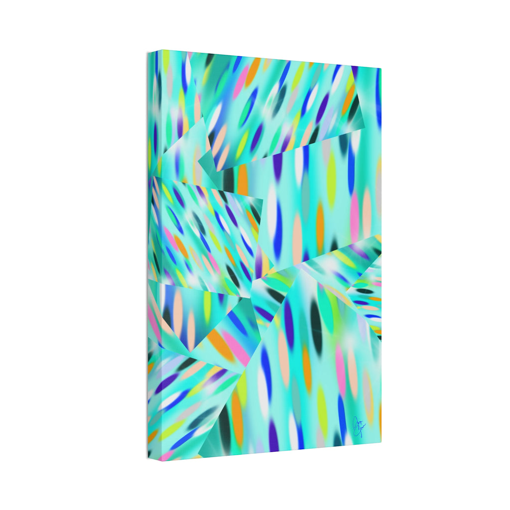 Abstract Aqua Canvas Print — Turquoise Geometric Art on Stretched 1.5" Canvas