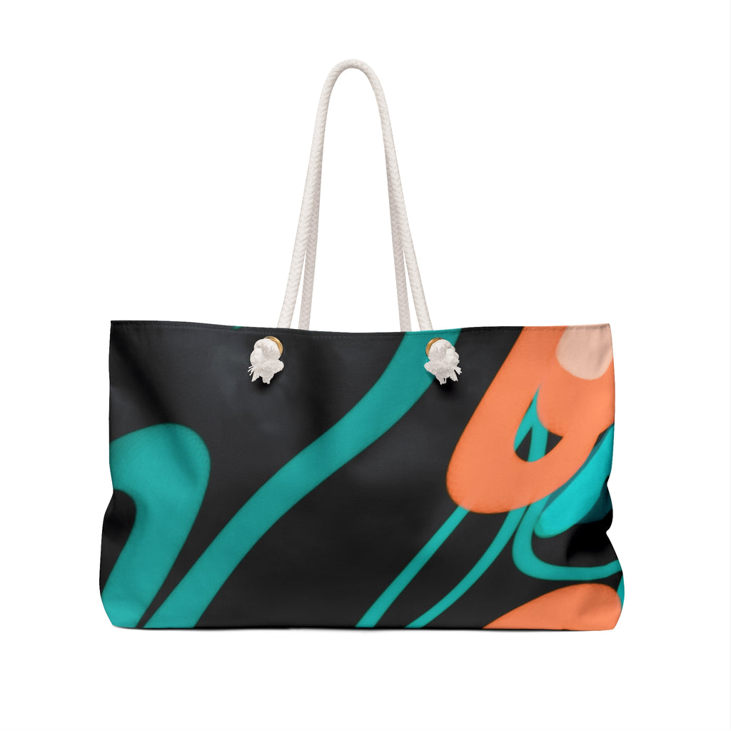 Abstract Teal & Coral Weekender Bag – Bold Brushstroke Travel Tote