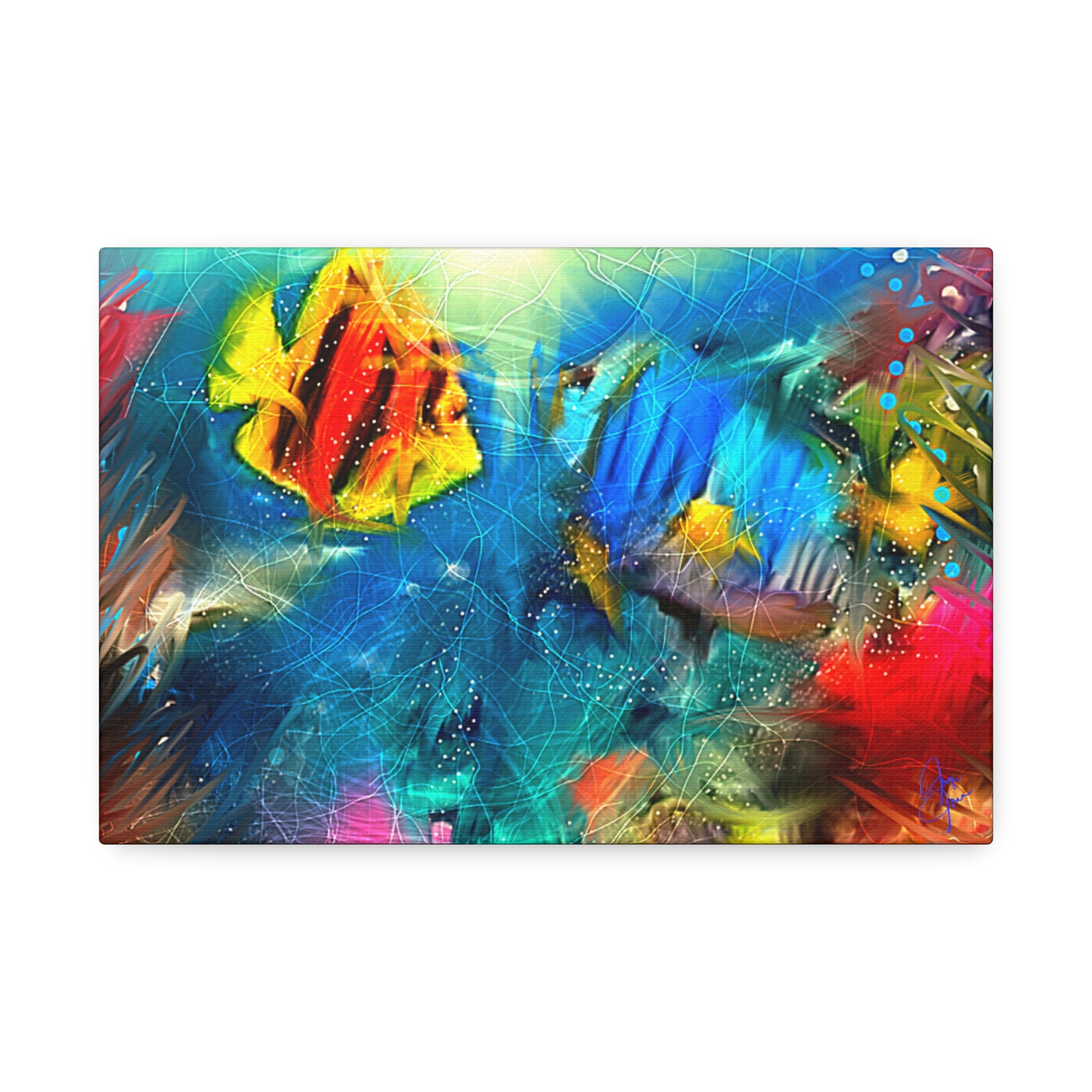 Abstract Tropical Fish Canvas – Colorful Ocean Wall Art (Stretched 1.5")