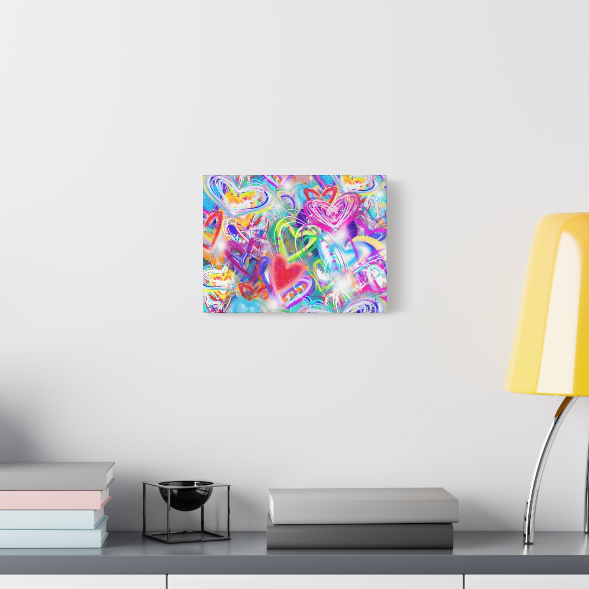 Colorful Heart Graffiti Matte Canvas