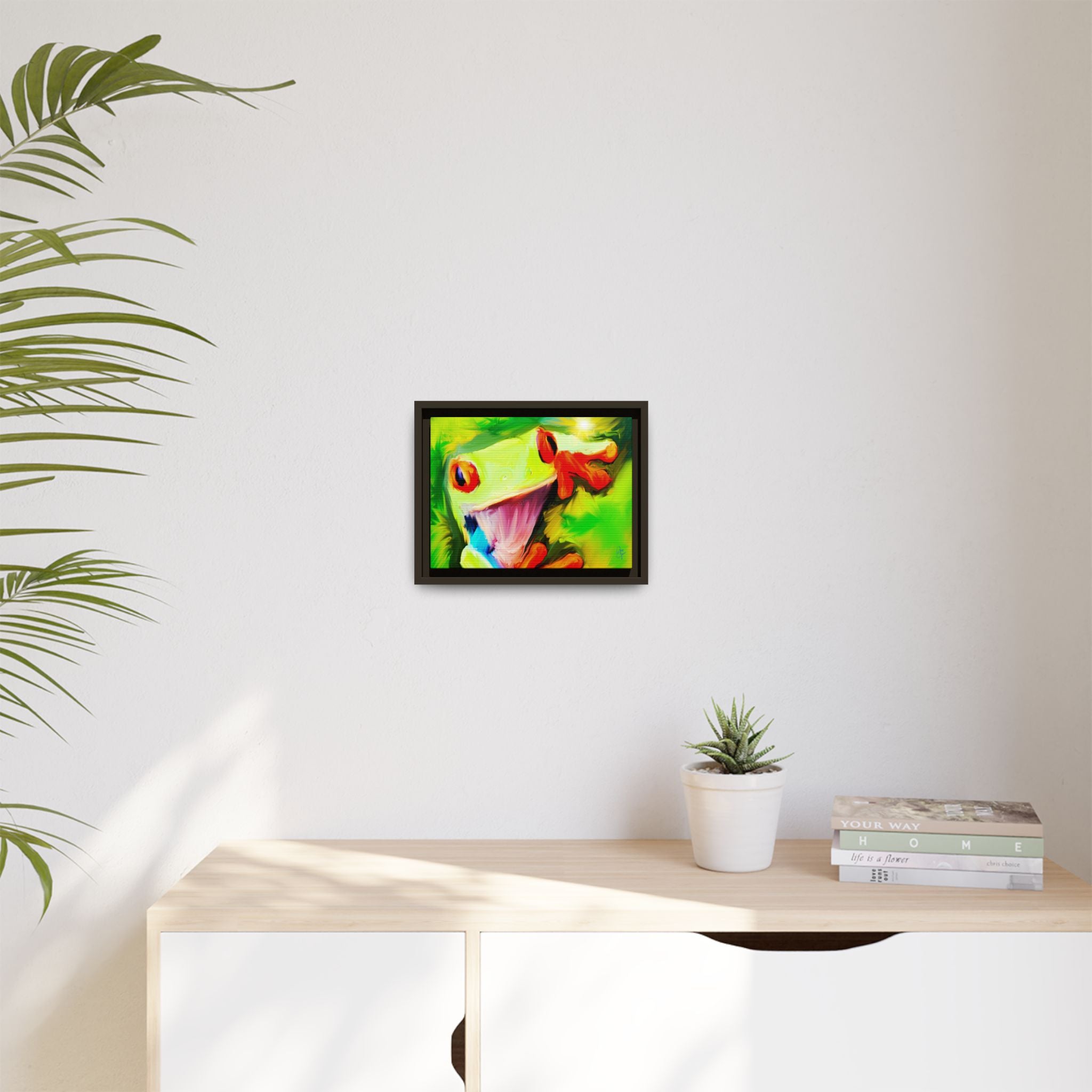 Colorful Tree Frog Matte Canvas Print — Framed Tropical Wall Art