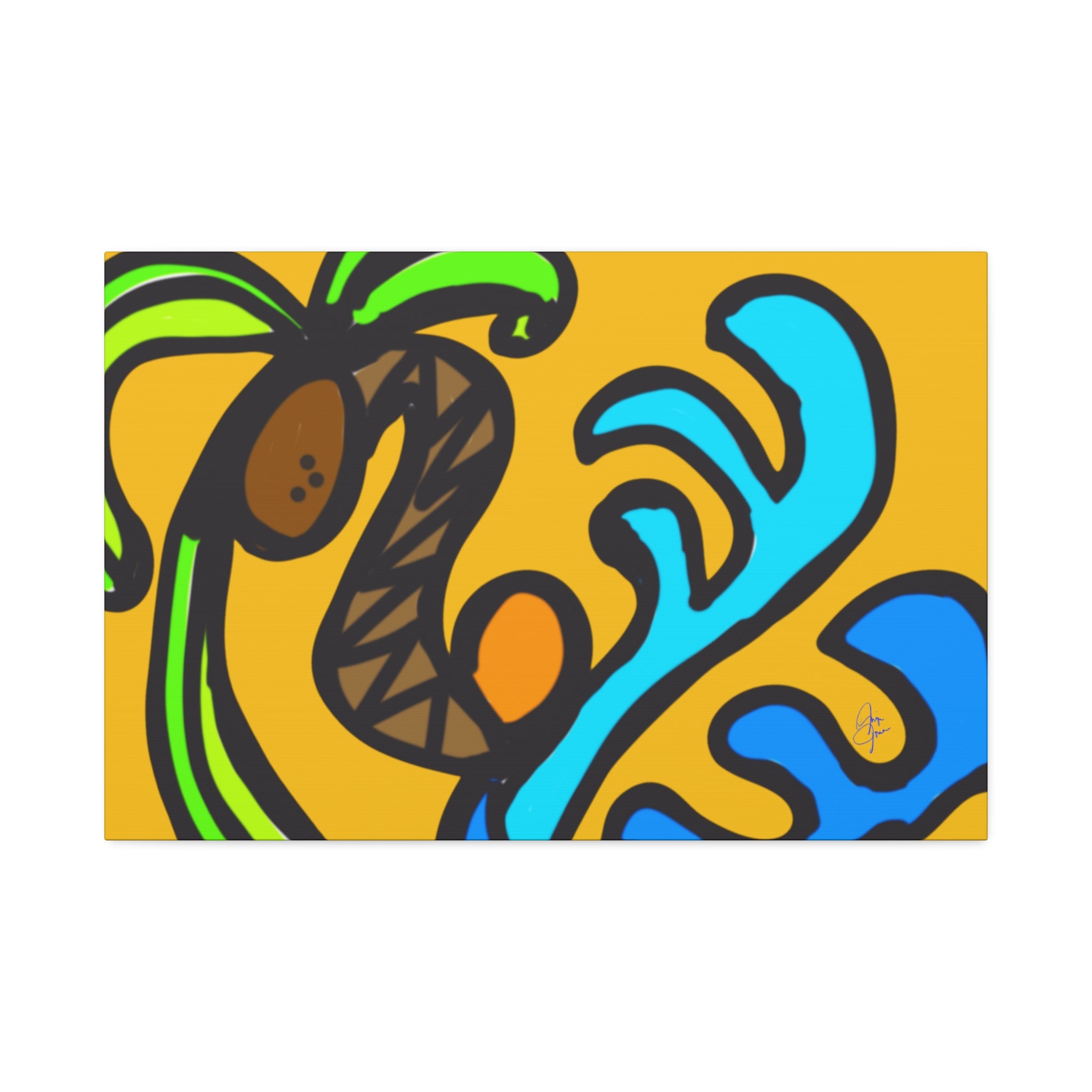 Stained Glass Beach Canvas — Whimsical Seaside Wall Art