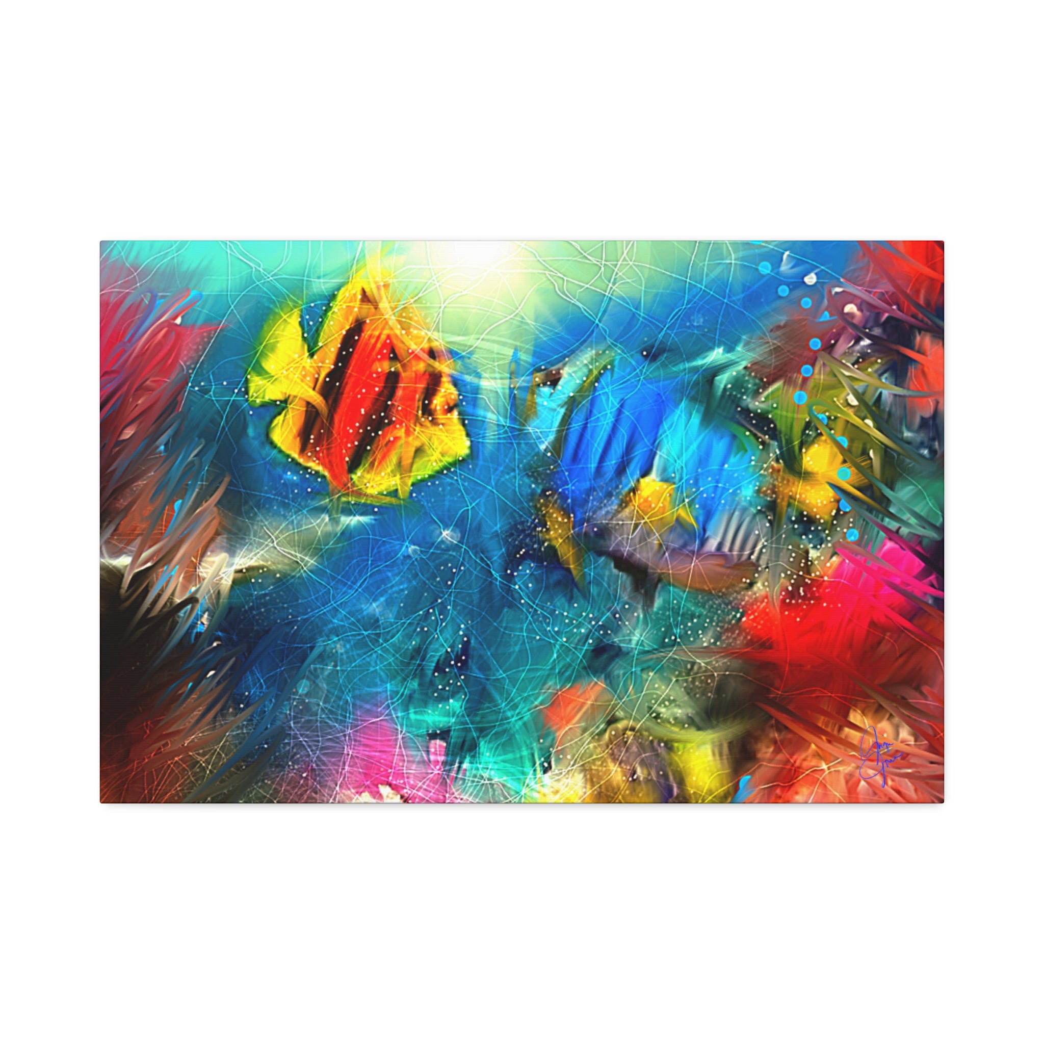 Abstract Tropical Fish Canvas – Colorful Ocean Wall Art (Stretched 1.5")