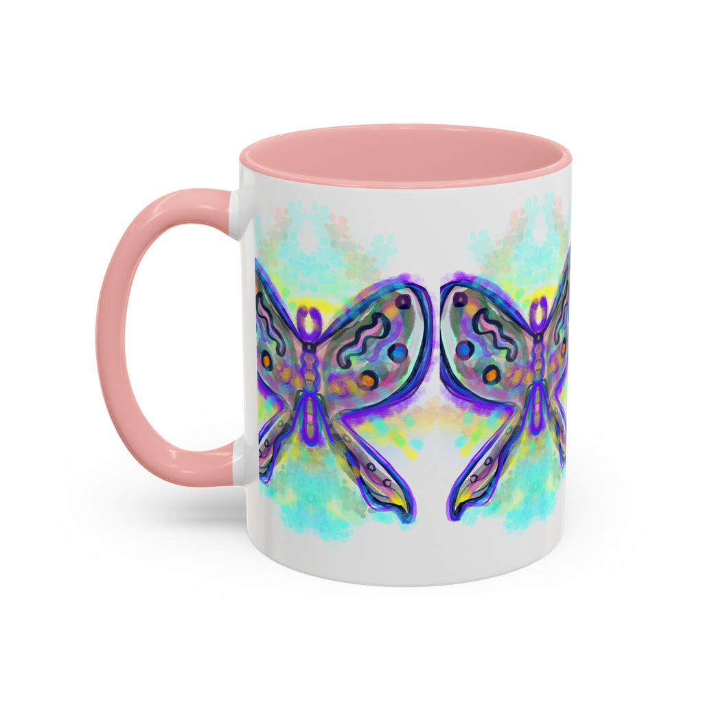 Butterfly Accent Coffee Mug — Colorful Watercolor Butterfly Design (11/15oz)