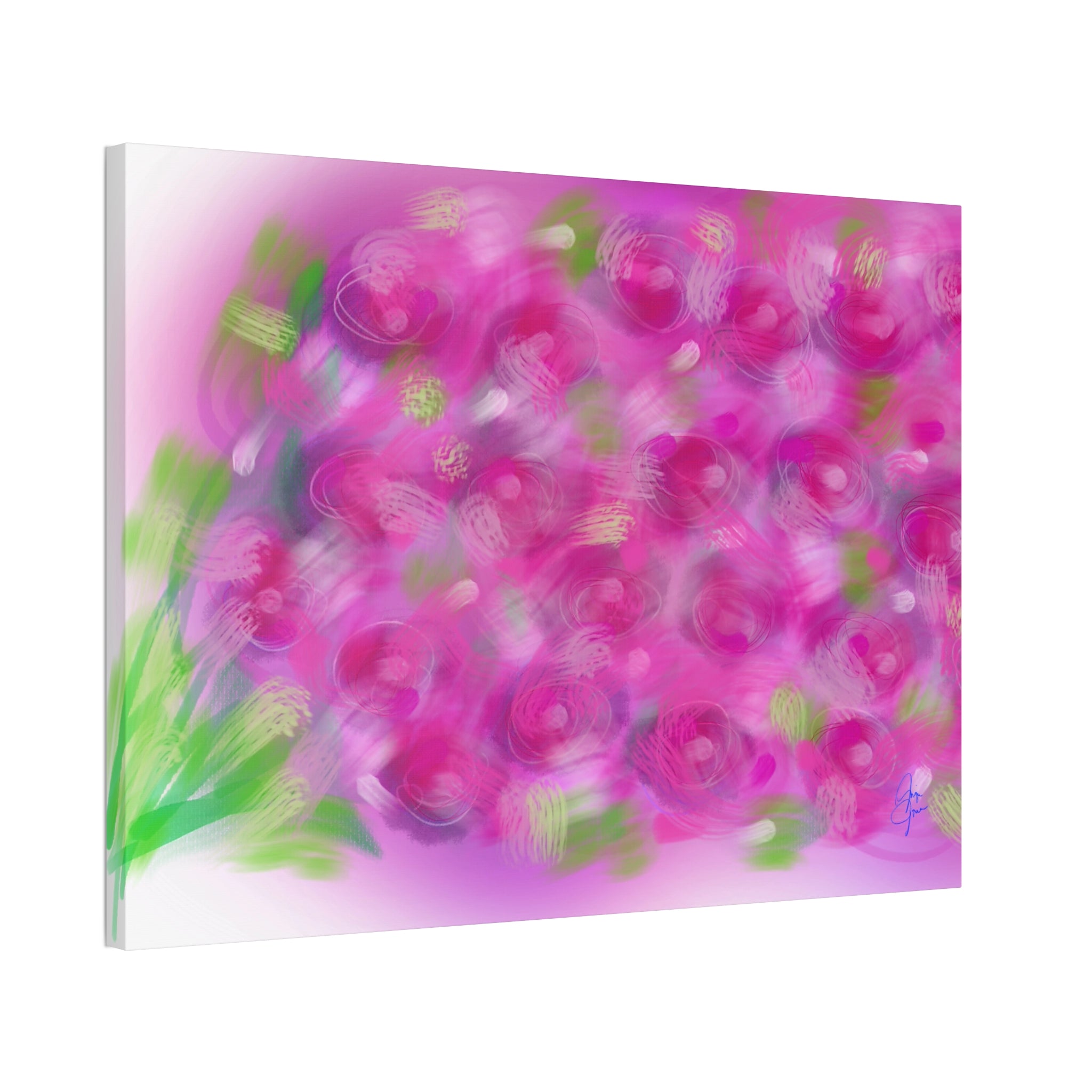 Pink Floral Abstract Canvas Print — Stretched 1.5" Wall Art