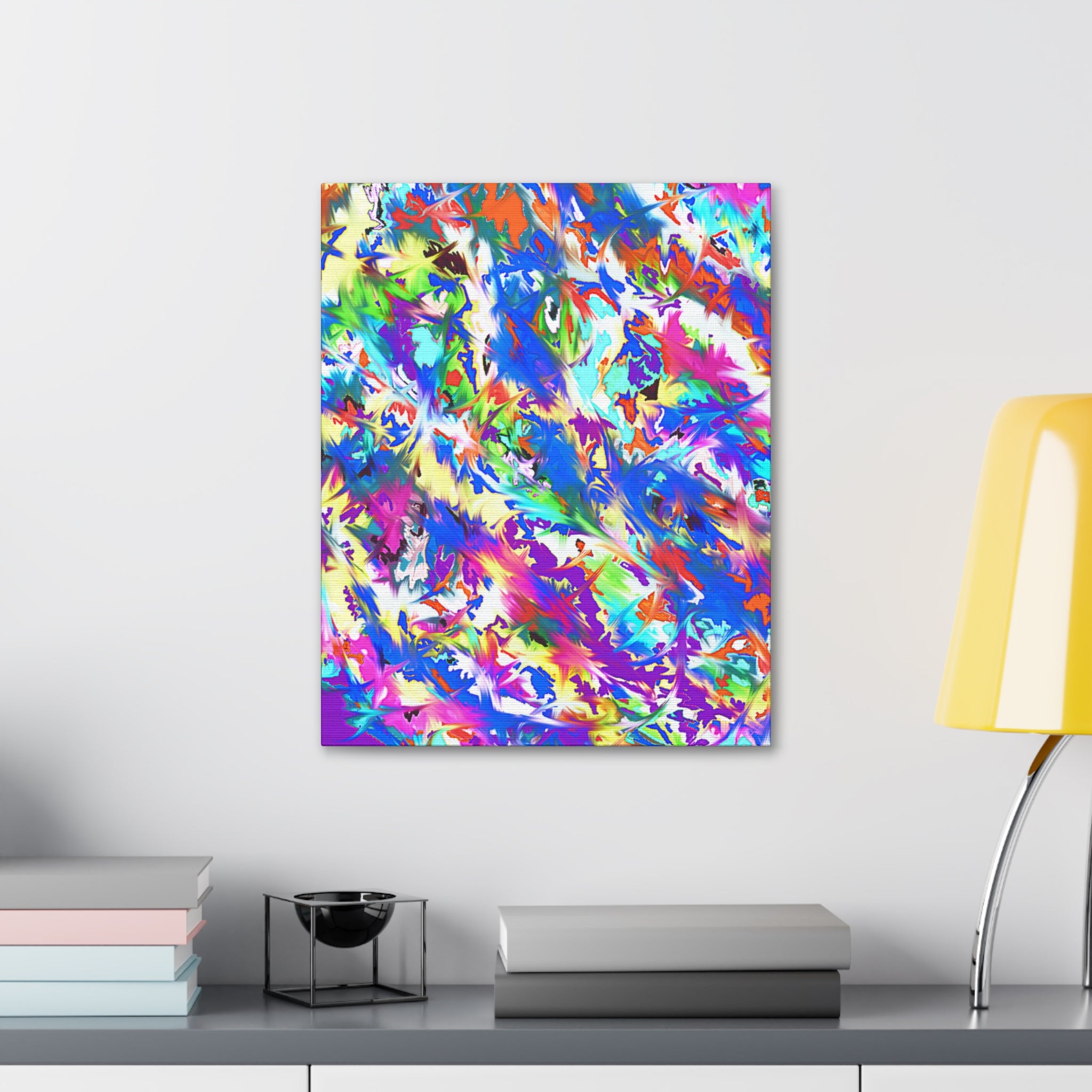 Abstract Rainbow Splash Canvas Print — Colorful Stretched Wall Art (1.5" Edge)