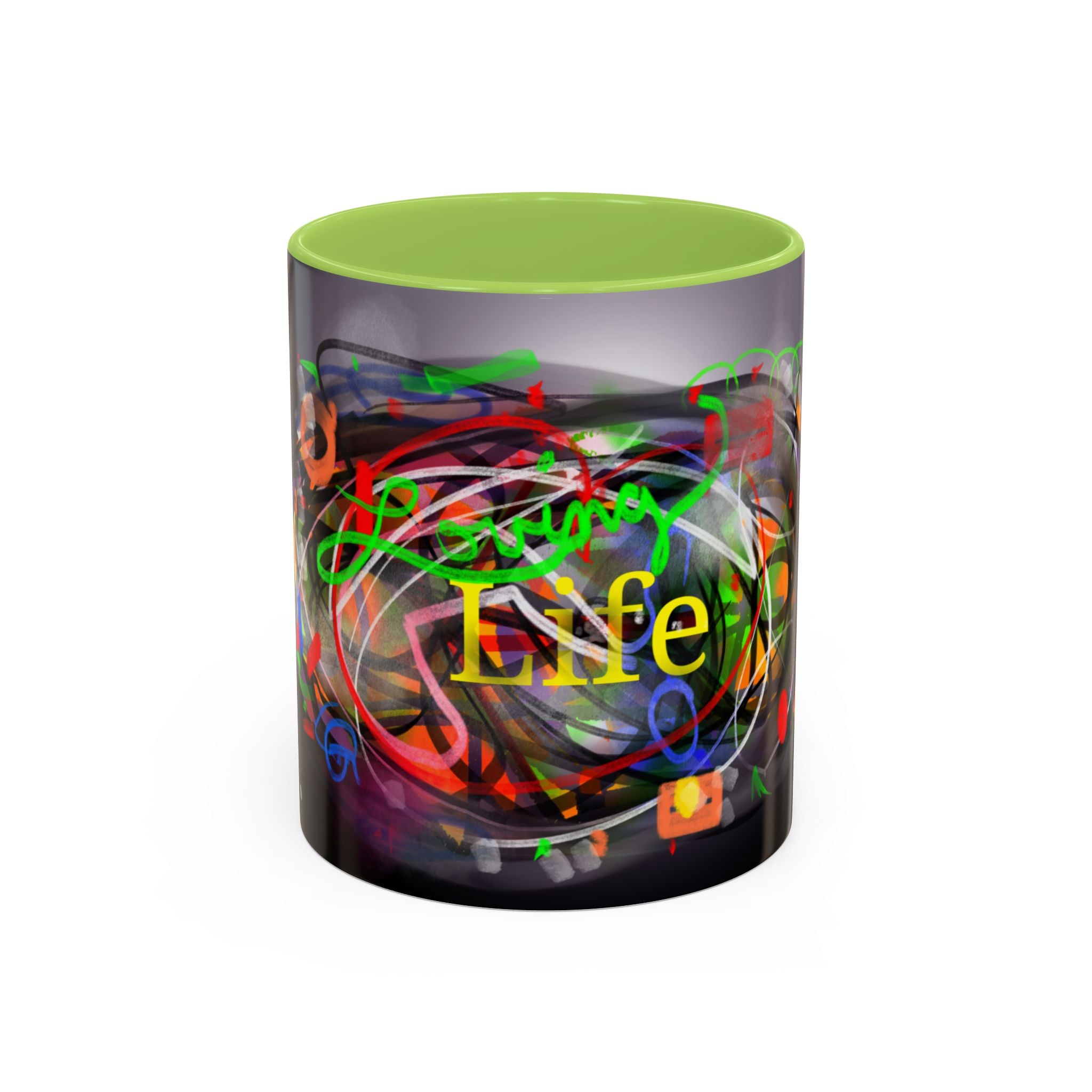 Abstract 'Live Your Life' Accent Coffee Mug — Colorful Artistic Ceramic Mug (11/15oz)