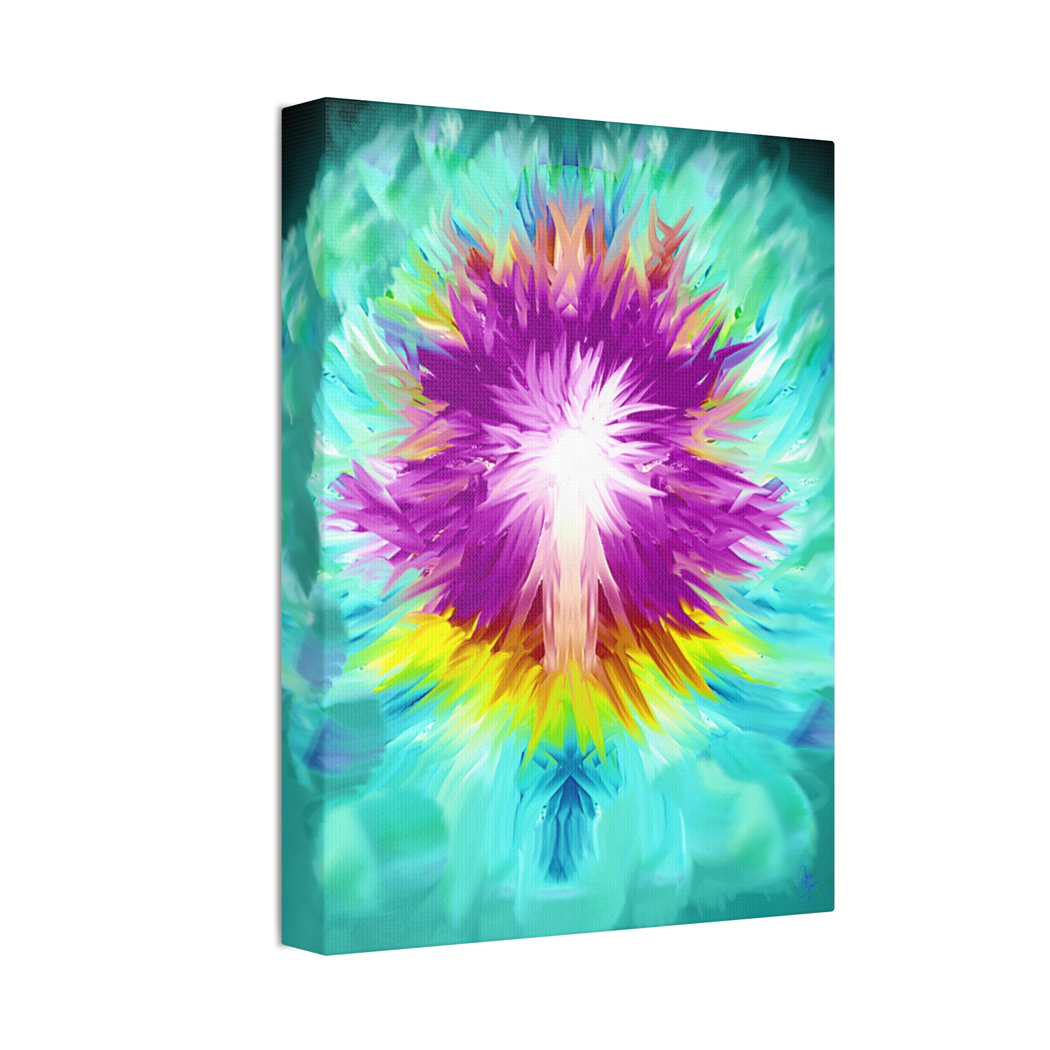 Abstract Radiant Burst Canvas - Vibrant Purple Floral Wall Art (Stretched 1.5")