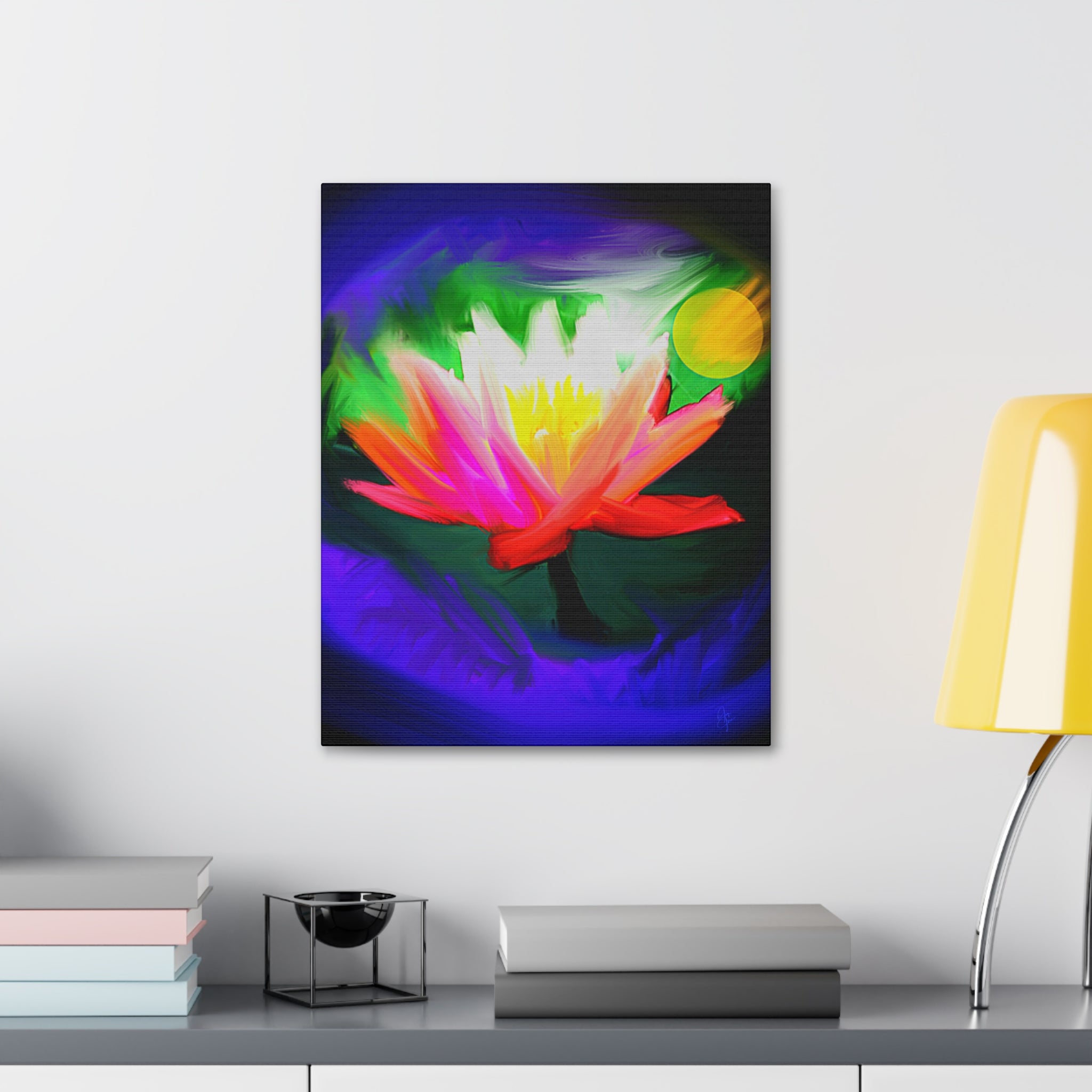 Vibrant Lotus Canvas Print — Bright Floral Stretched Wall Art