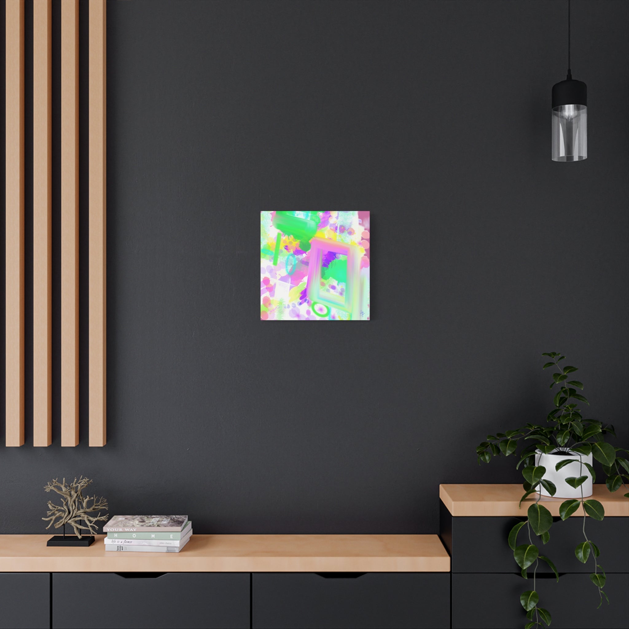 Abstract Pastel Splash Canvas Print — Bright Neon Frame Wall Art