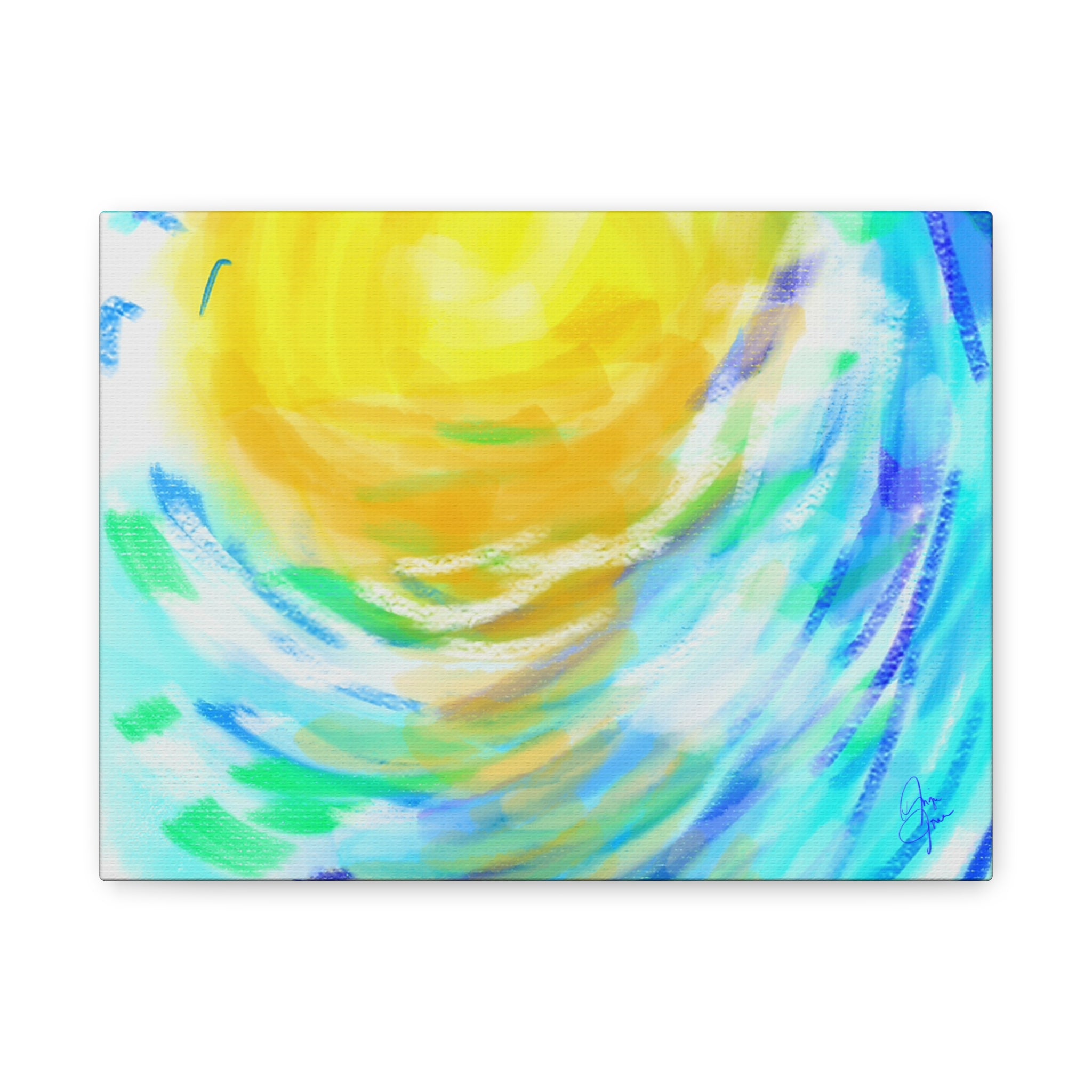 Abstract Sunburst Canvas Art — Vibrant Swirl Matte Stretched Canvas