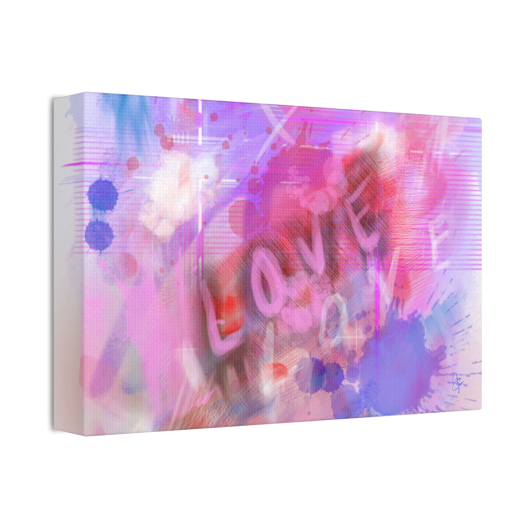 Love Vibes Canvas Wall Art — Pink Abstract Stretched Canvas