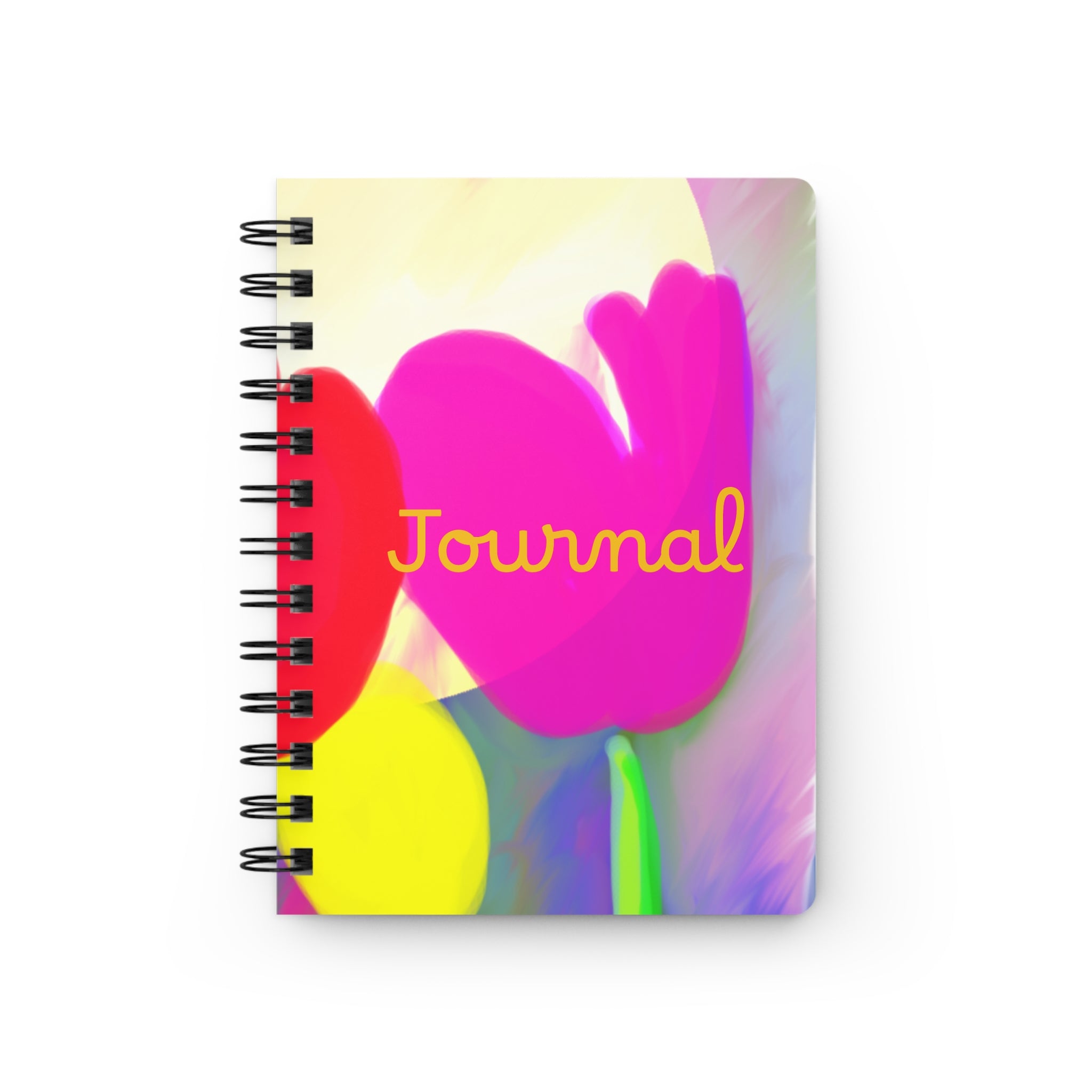 Floral Tulip Spiral Journal — Bright Colorful "Journal" Notebook for Spring Notes & Gifts