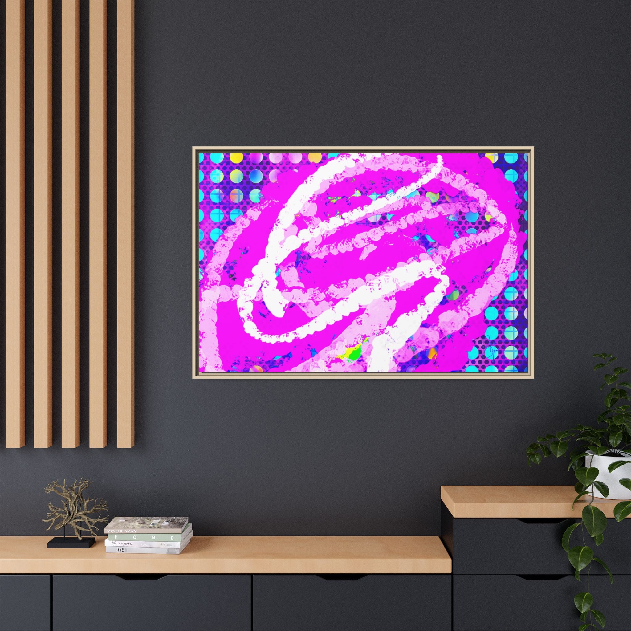 Abstract Neon Pop Art Matte Canvas — Framed Multi‑Color Wall Art