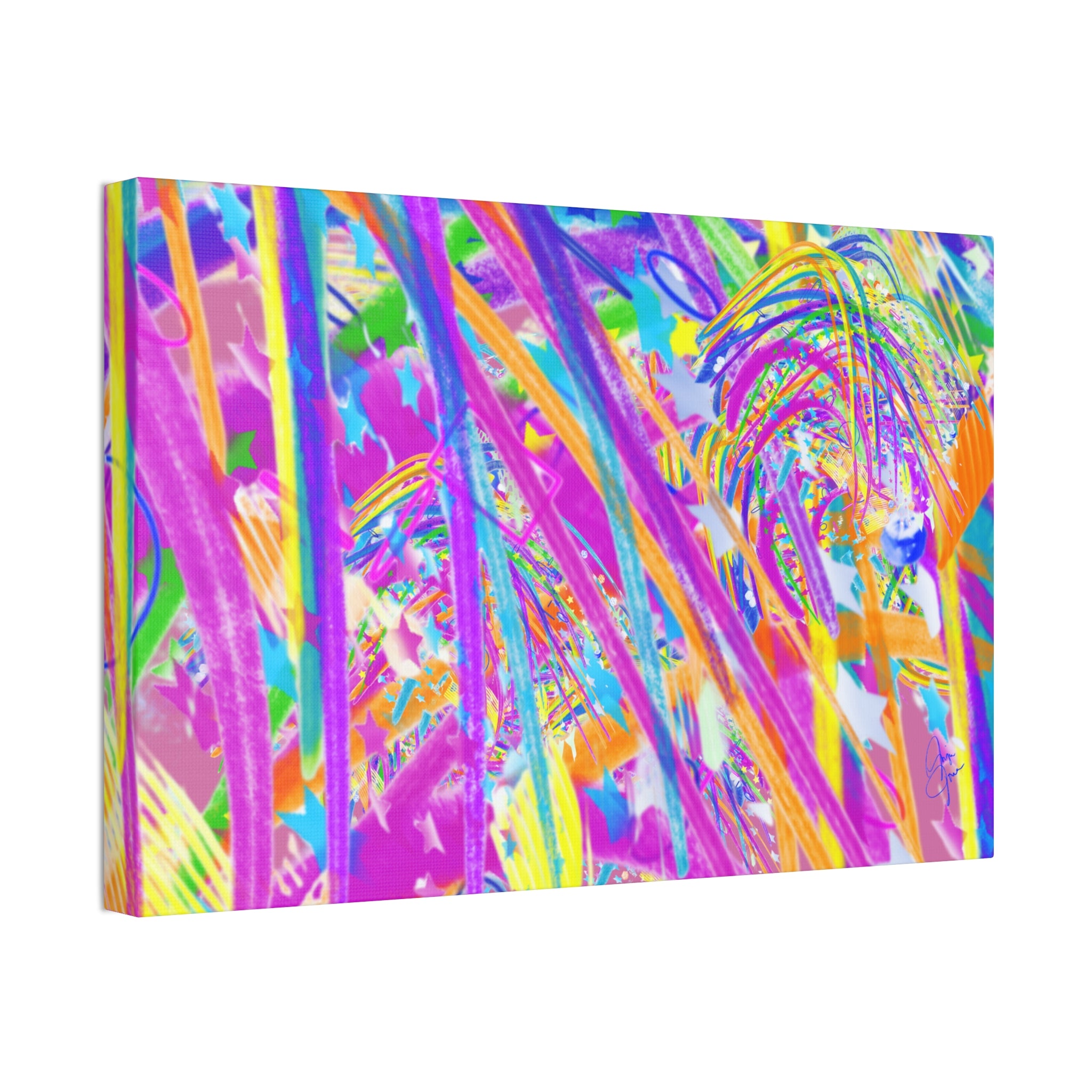 Vibrant Tropical Palm Abstract Canvas – Colorful 1.5" Stretched Wall Art