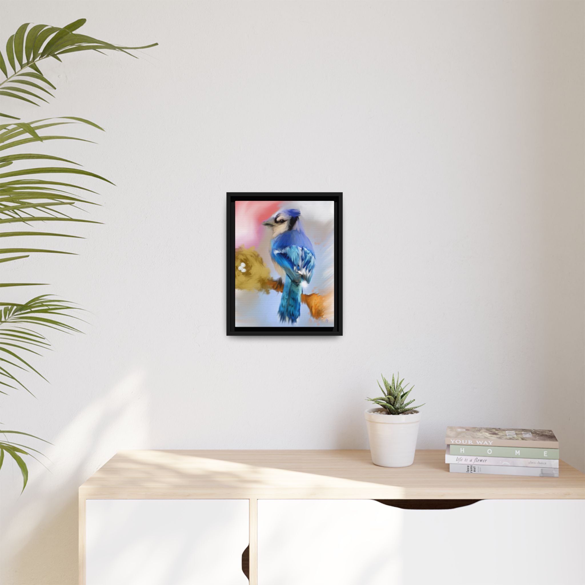 Blue Jay Art Print — Framed Matte Canvas Wall Art
